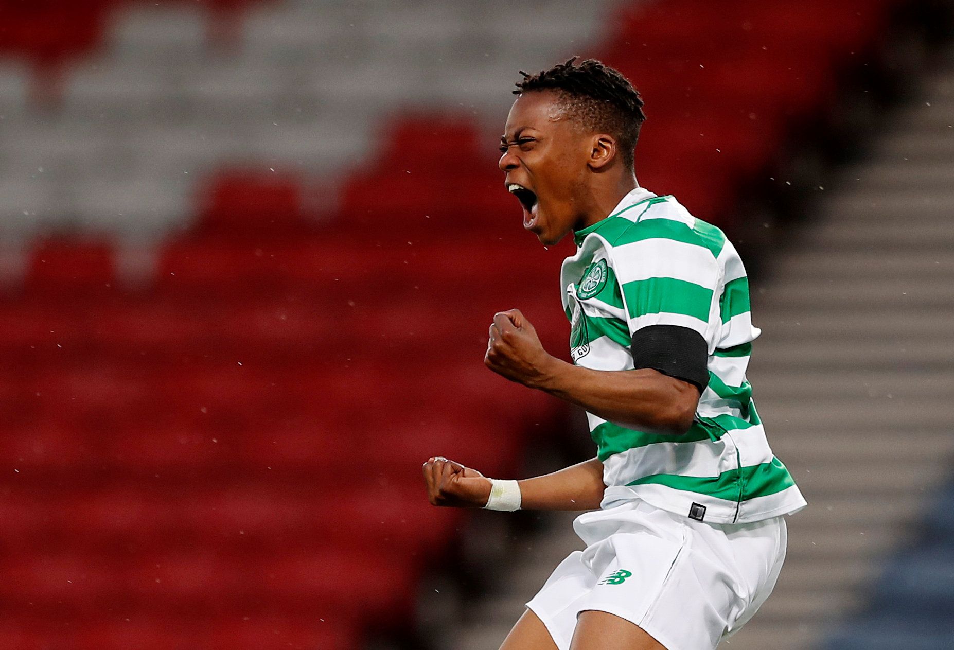 Soccer Football - Scottish FA Youth Cup Final - Celtic v Rangers - Hampden Park, Glasgow, Britain - April 25, 2019   Celtic's Karamoko Dembele celebrates after Paul Kennedy scored their second goal    Action Images/Lee Smith