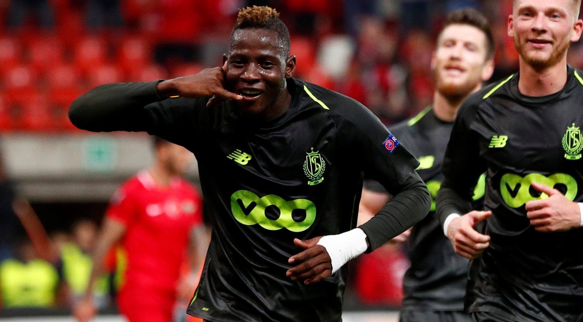 Standard Liege attacker Moussa Djenepo celebrates Europa League goal