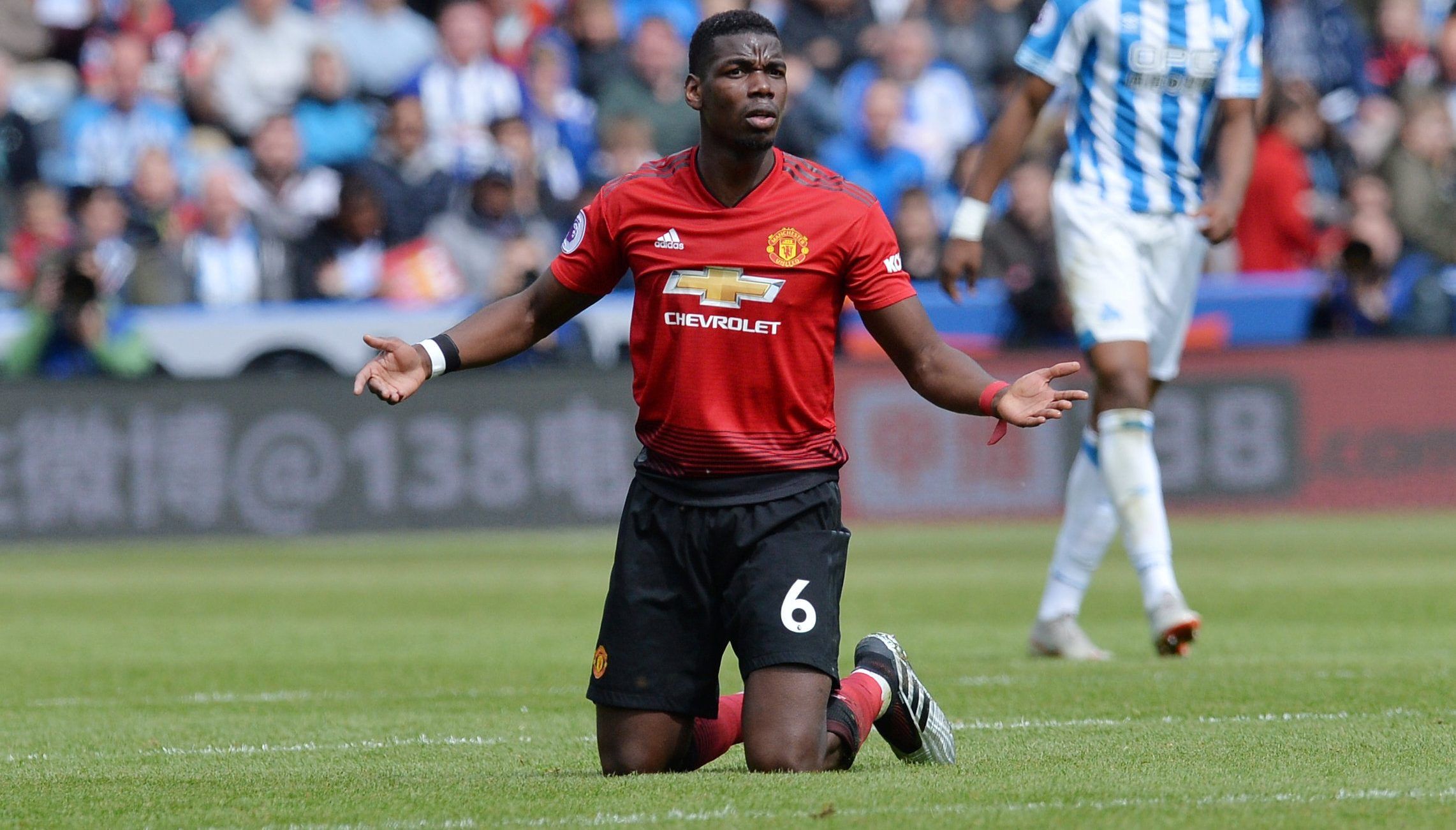 Soccer Football - Premier League - Huddersfield Town v Manchester United - John Smith's Stadium, Huddersfield, Britain - May 5, 2019  Manchester United's Paul Pogba reacts during the match      REUTERS/Peter Powell  EDITORIAL USE ONLY. No use with unauthorized audio, video, data, fixture lists, club/league logos or 