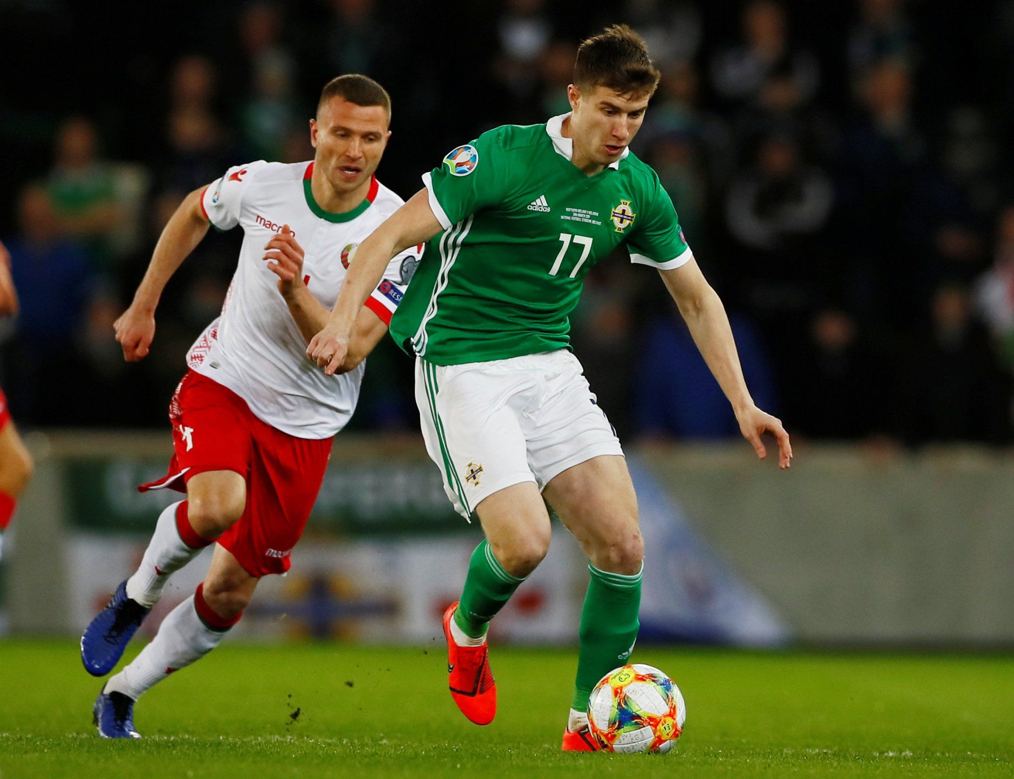Paddy McNair in action for Northern Ireland