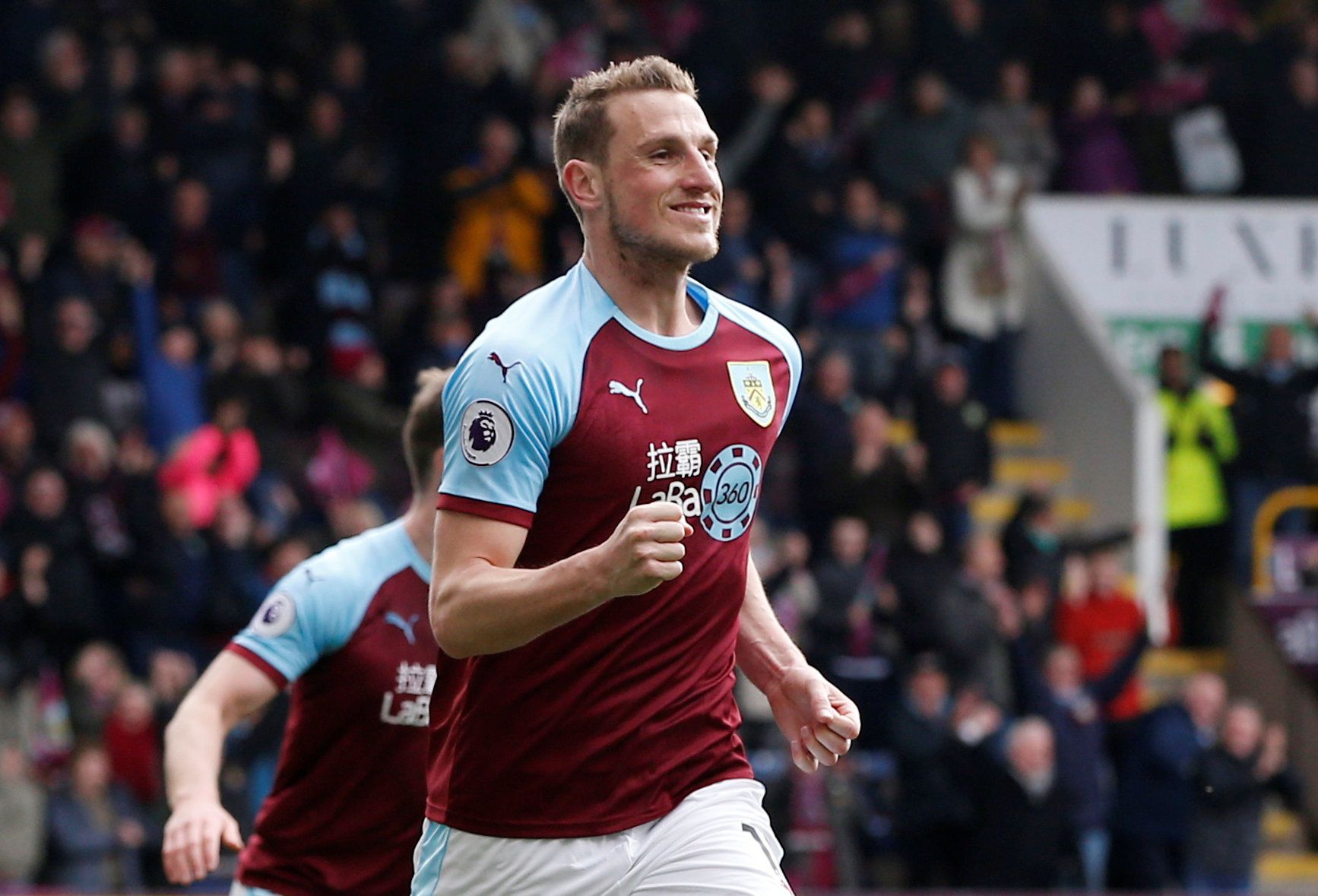Soccer Football - Premier League - Burnley v Cardiff City - Turf Moor, Burnley, Britain - April 13, 2019  Burnley's Chris Wood celebrates scoring their second goal                  REUTERS/Andrew Yates  EDITORIAL USE ONLY. No use with unauthorized audio, video, data, fixture lists, club/league logos or "live" services. Online in-match use limited to 75 images, no video emulation. No use in betting, games or single club/league/player publications.  Please contact your account representative for f