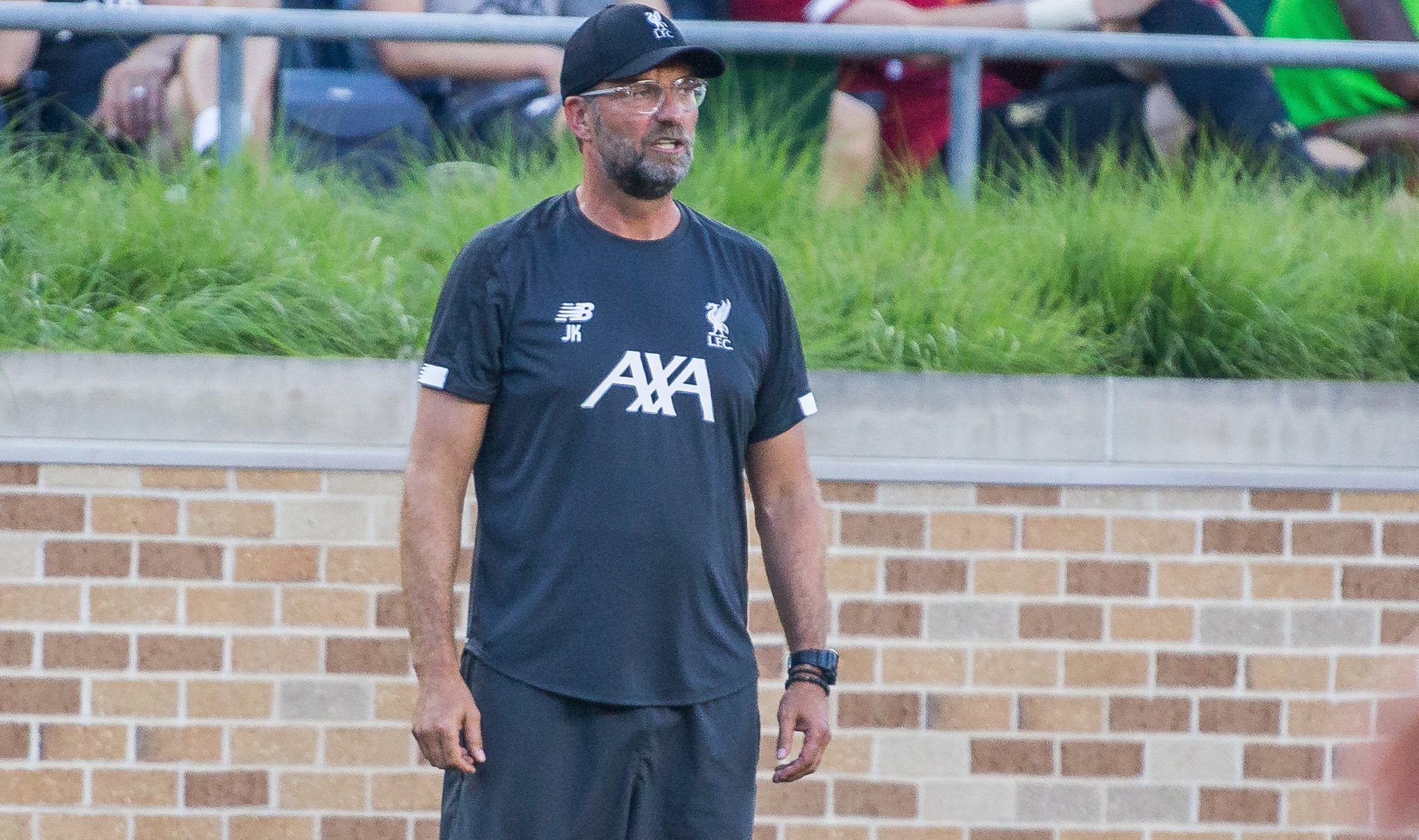 Jul 19, 2019; South Bend, IN, USA; Liverpool head coach Jurgan Klopp on the sideline in the first half of a preseason preparation soccer match against the Borussia Dortmund at Notre Dame. Mandatory Credit: Trevor Ruszkowski-USA TODAY Sports
