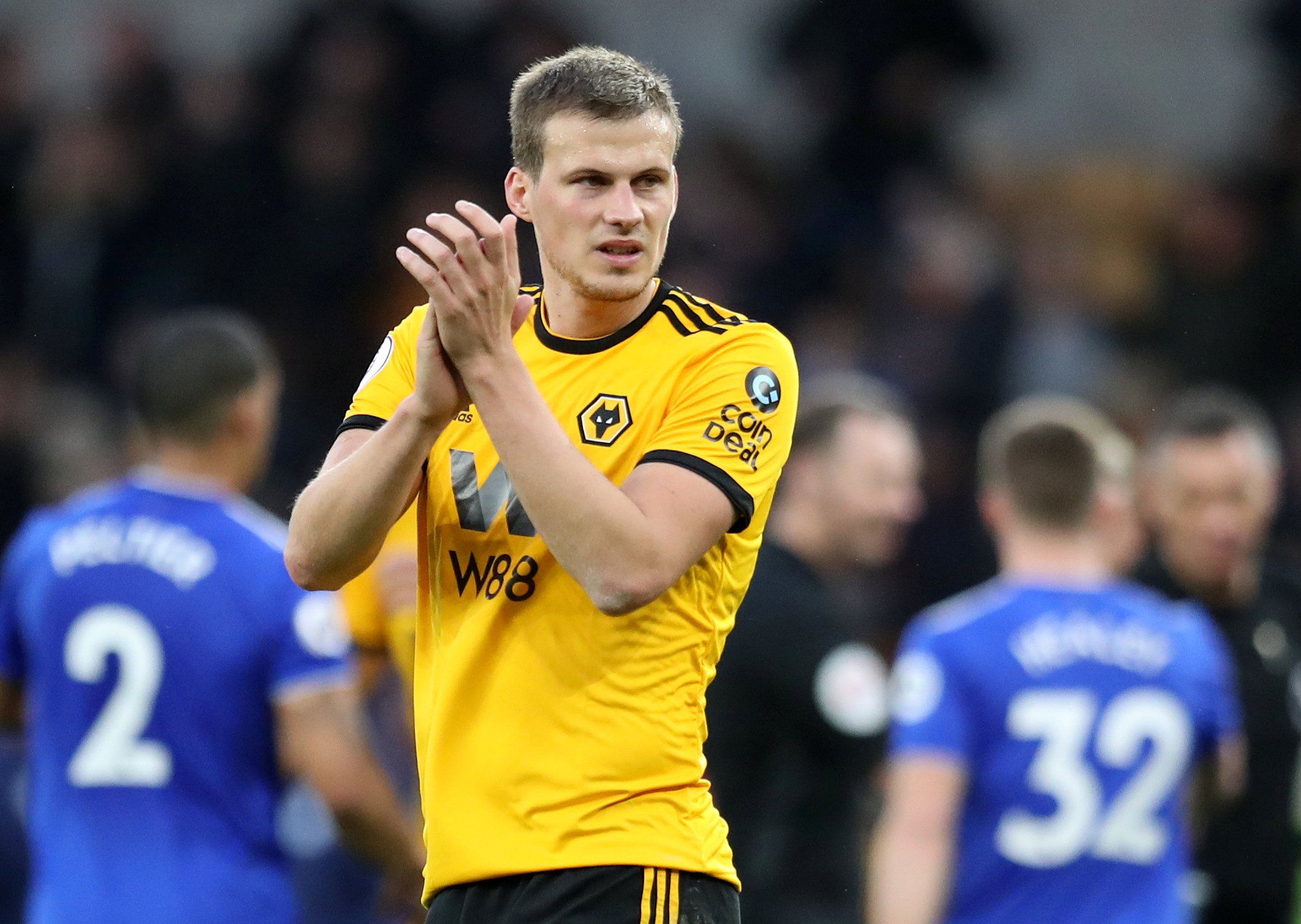 Soccer Football - Premier League - Wolverhampton Wanderers v Cardiff City - Molineux Stadium, Wolverhampton, Britain - March 2, 2019  Wolverhampton Wanderers' Ryan Bennett applauds fans after the match                REUTERS/Jon Super  EDITORIAL USE ONLY. No use with unauthorized audio, video, data, fixture lists, club/league logos or 