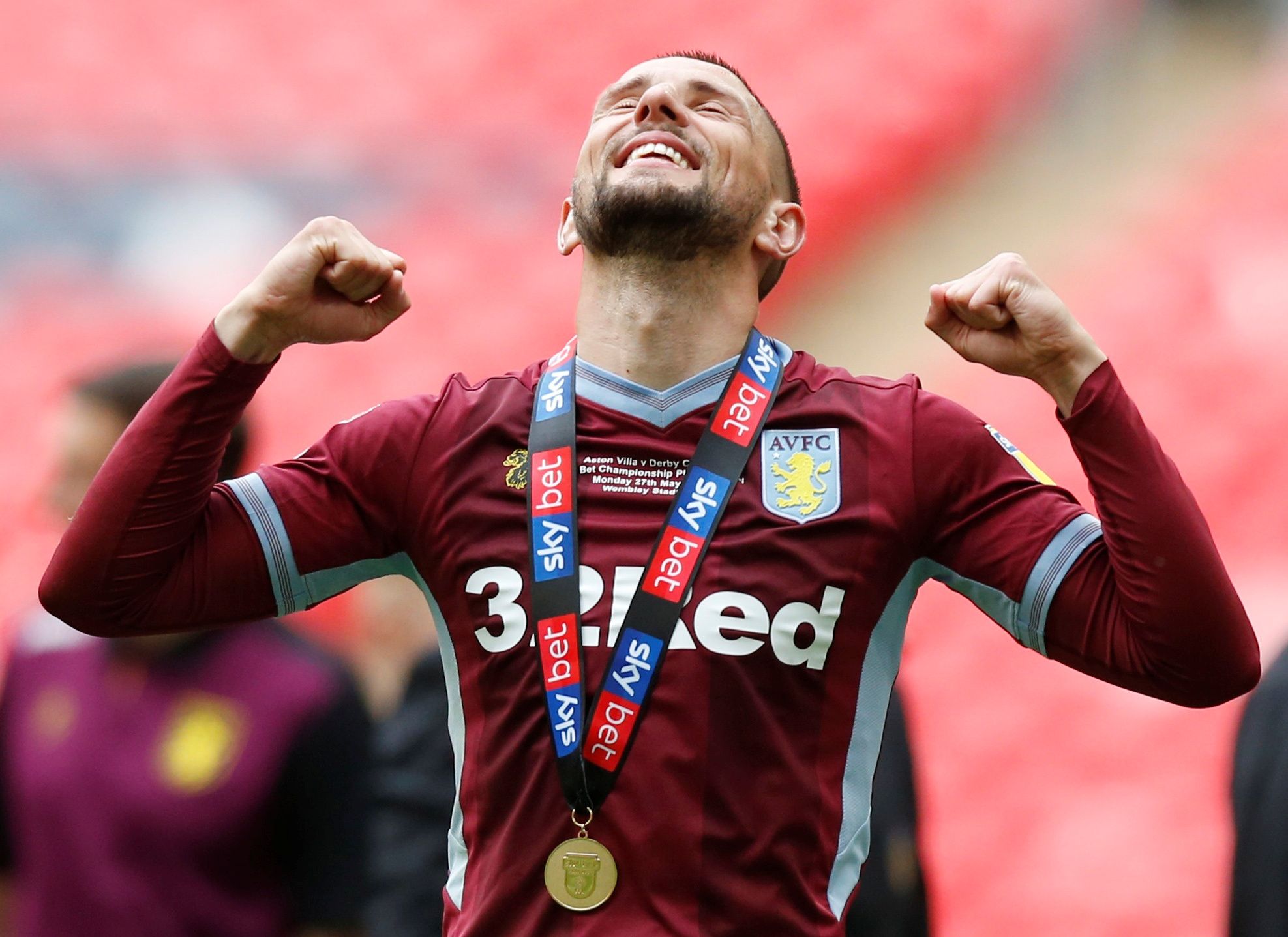 Soccer Football - Championship Playoff Final - Aston Villa v Derby County - Wembley Stadium, London, Britain - May 27, 2019  Aston Villa's Conor Hourihane celebrates after winning the playoffs  Action Images via Reuters/Ed Sykes