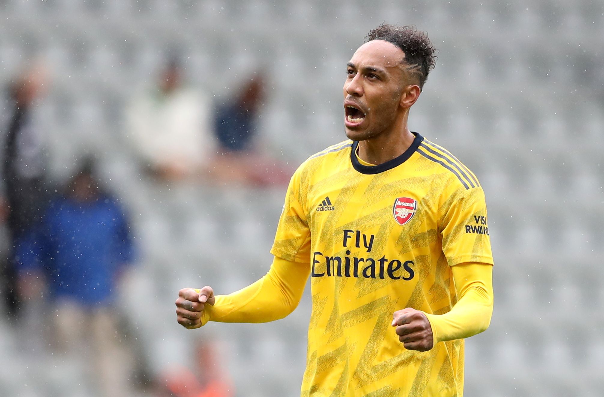 Soccer Football - Premier League - Newcastle United v Arsenal - St James' Park, Newcastle, Britain - August 11, 2019   Arsenal's Pierre-Emerick Aubameyang celebrates after the match    REUTERS/Scott Heppell    EDITORIAL USE ONLY. No use with unauthorized audio, video, data, fixture lists, club/league logos or 