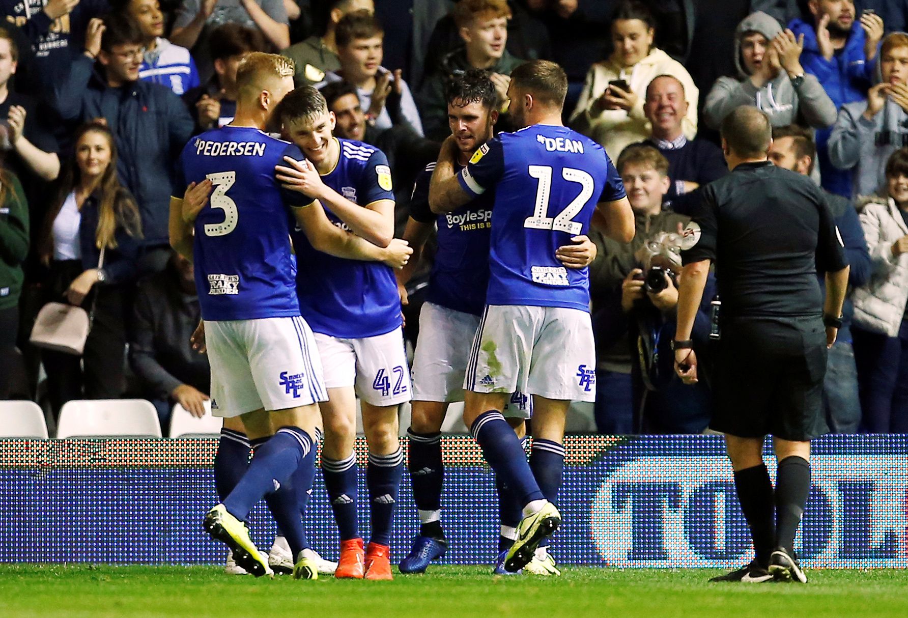 Soccer Football - Championship - Birmingham City v Barnsley - St Andrew's, Birmingham, Britain - August 20, 2019   Birmingham City's Alvaro Gimenez celebrates with team mates after he scored their second goal   Action Images/Craig Brough    EDITORIAL USE ONLY. No use with unauthorized audio, video, data, fixture lists, club/league logos or 