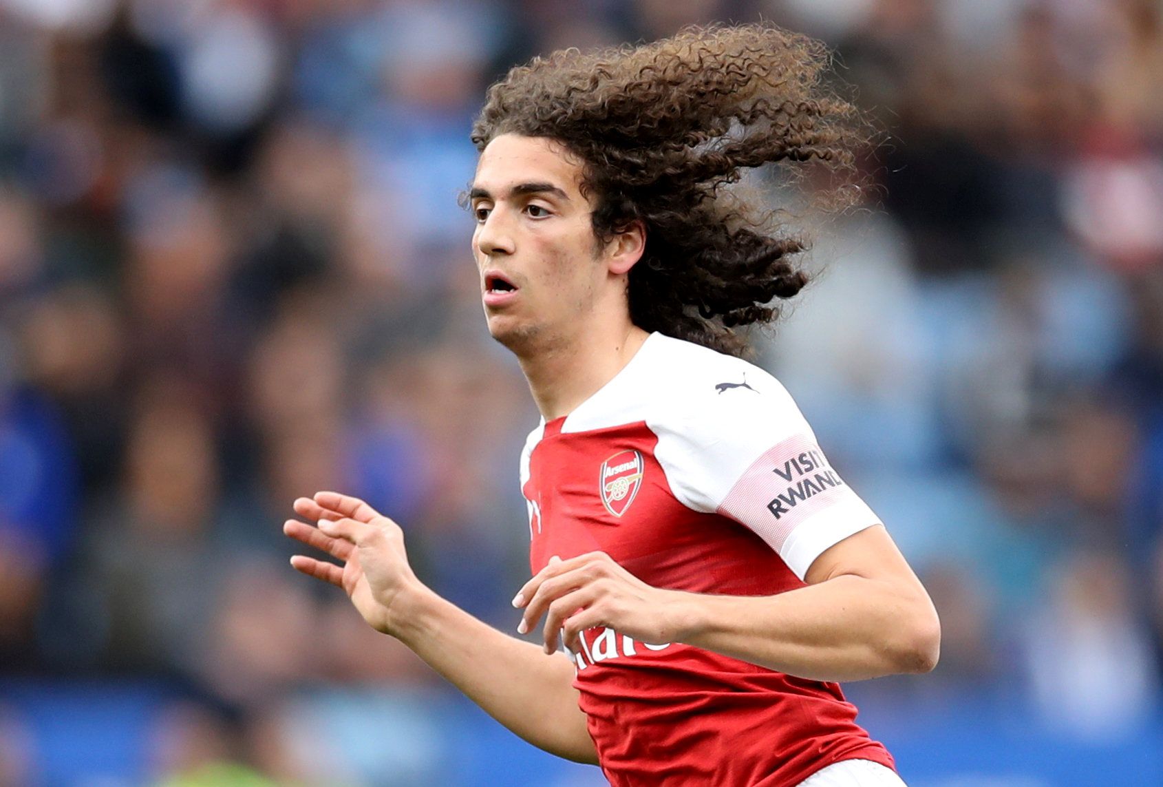 Soccer Football - Premier League - Leicester City v Arsenal - King Power Stadium, Leicester, Britain - April 28, 2019  Arsenal's Matteo Guendouzi         Action Images via Reuters/Carl Recine  EDITORIAL USE ONLY. No use with unauthorized audio, video, data, fixture lists, club/league logos or 