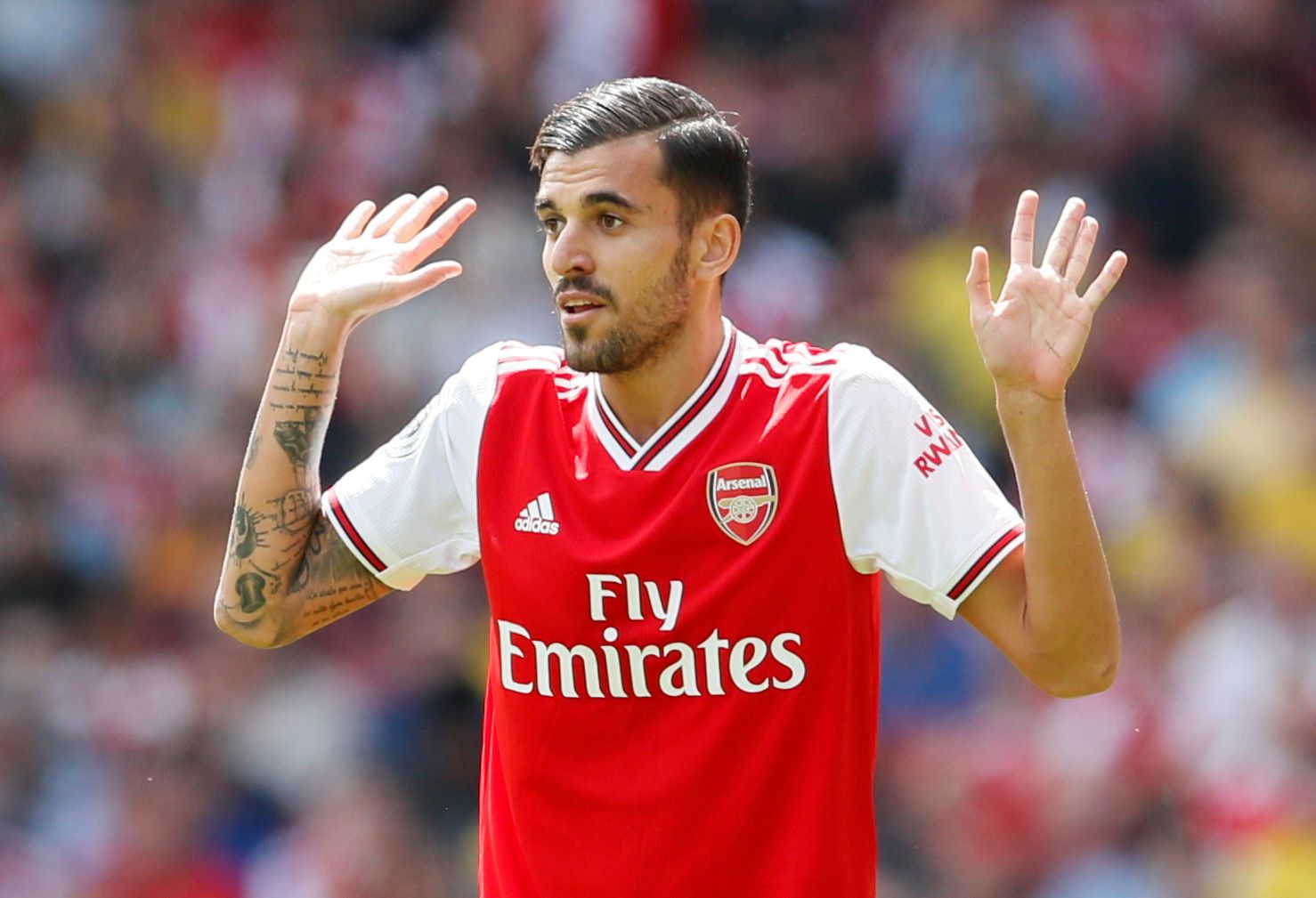 Soccer Football - Premier League - Arsenal v Burnley - Emirates Stadium, London, Britain - August 17, 2019  Arsenal's Dani Ceballos reacts  REUTERS/David Klein  EDITORIAL USE ONLY. No use with unauthorized audio, video, data, fixture lists, club/league logos or 