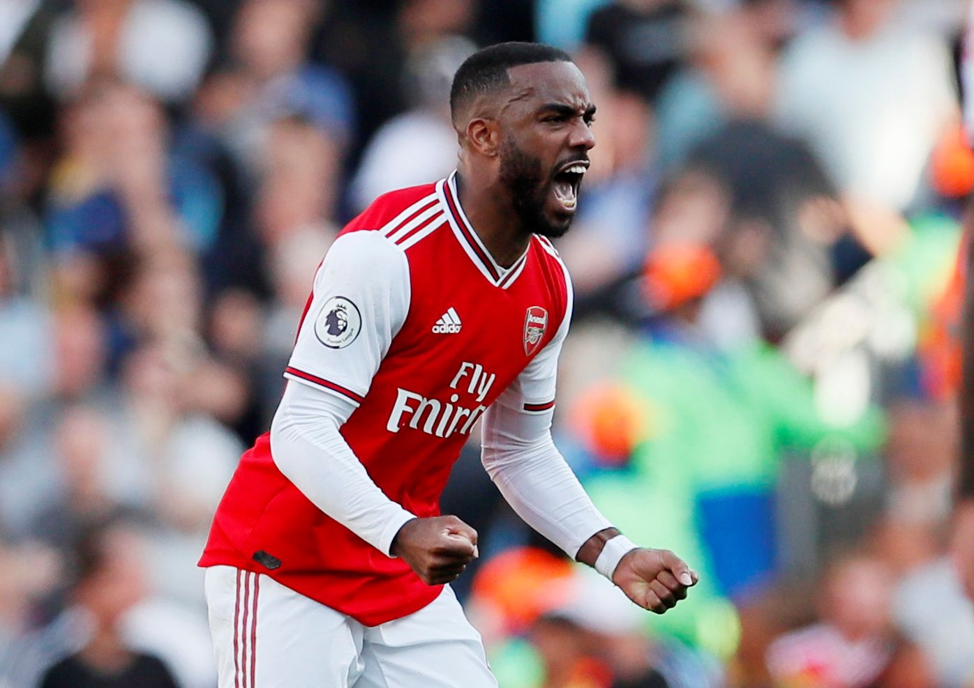 Soccer Football - Premier League - Arsenal v Tottenham Hotspur - Emirates Stadium, London, Britain - September 1, 2019  Arsenal's Alexandre Lacazette celebrates scoring their first goal   REUTERS/David Klein  EDITORIAL USE ONLY. No use with unauthorized audio, video, data, fixture lists, club/league logos or 