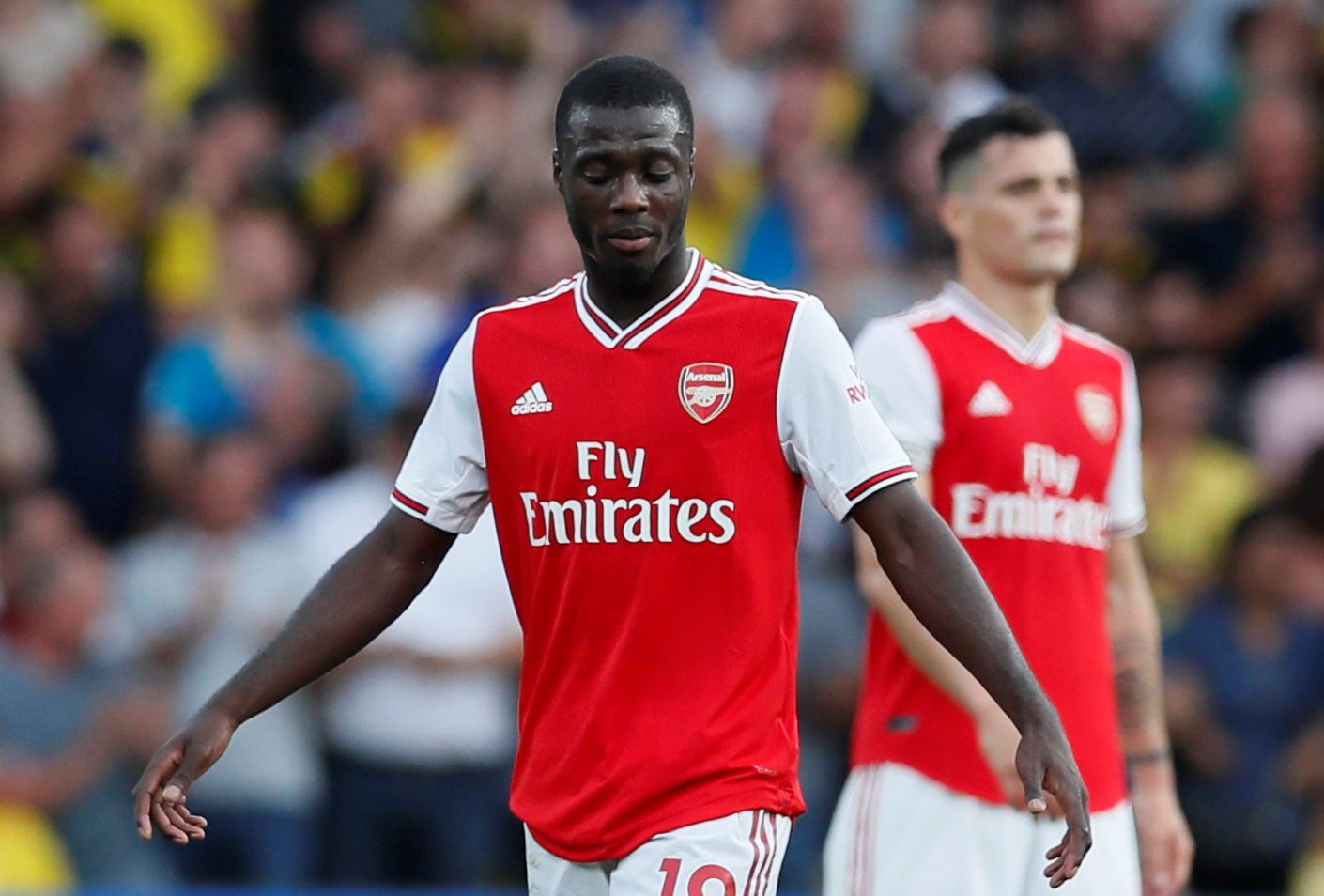 Soccer Football - Premier League - Watford v Arsenal - Vicarage Road, Watford, Britain - September 15, 2019  Arsenal's Nicolas Pepe looks dejected after conceding their second goal REUTERS/David Klein  EDITORIAL USE ONLY. No use with unauthorized audio, video, data, fixture lists, club/league logos or 
