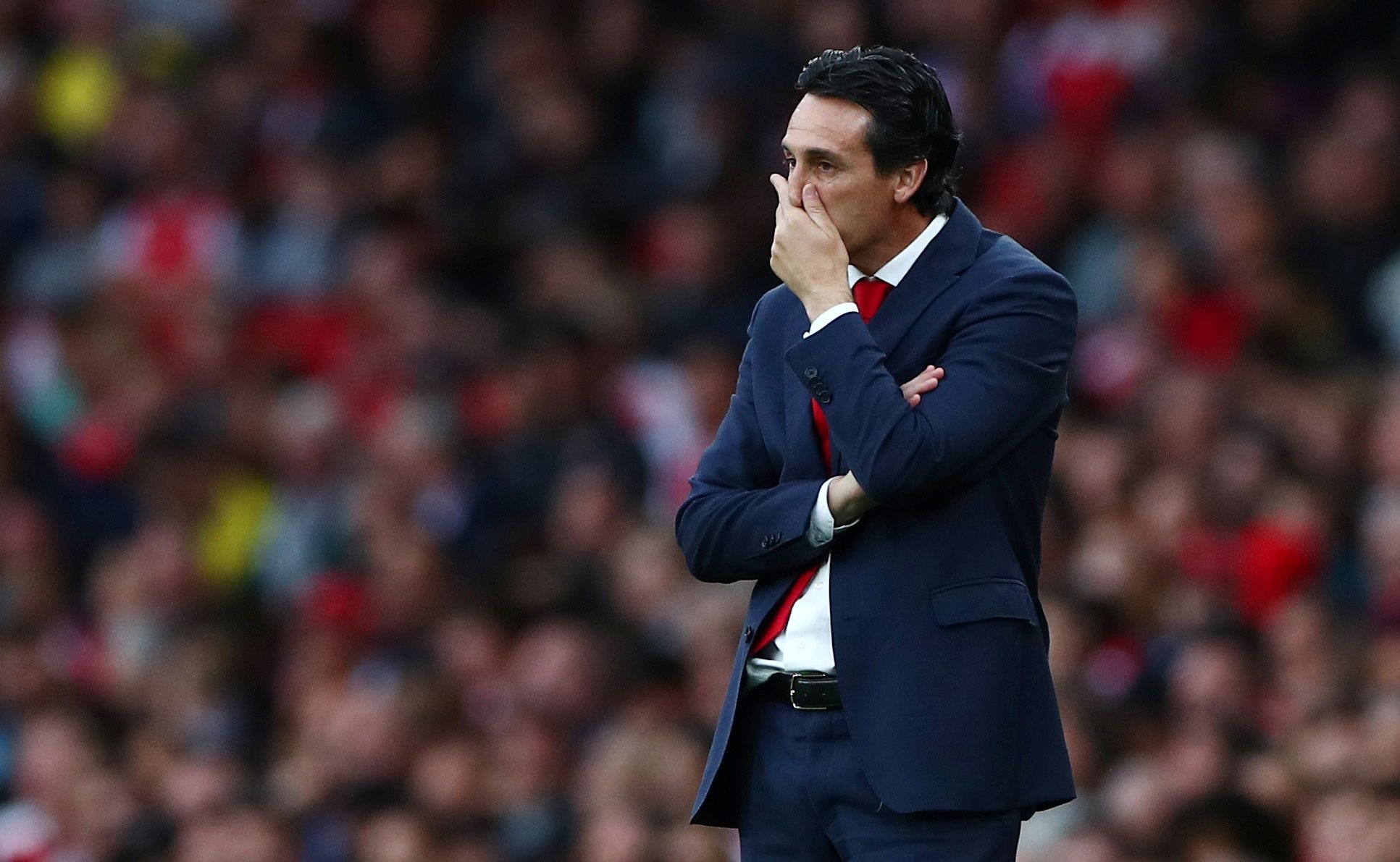 Soccer Football - Premier League - Arsenal v Aston Villa - Emirates Stadium, London, Britain - September 22, 2019  Arsenal manager Unai Emery   REUTERS/Hannah McKay  EDITORIAL USE ONLY. No use with unauthorized audio, video, data, fixture lists, club/league logos or 