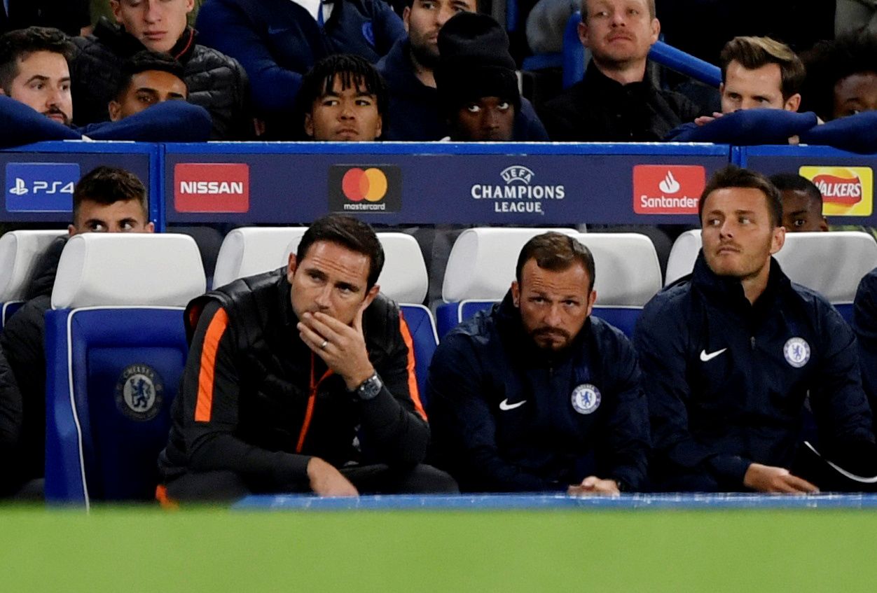 Soccer Football - Champions League - Group H - Chelsea v Valencia - Stamford Bridge, London, Britain - September 17, 2019  Chelsea manager Frank Lampard and assistant manager Jody Morris look on   Action Images via Reuters/Tony O'Brien