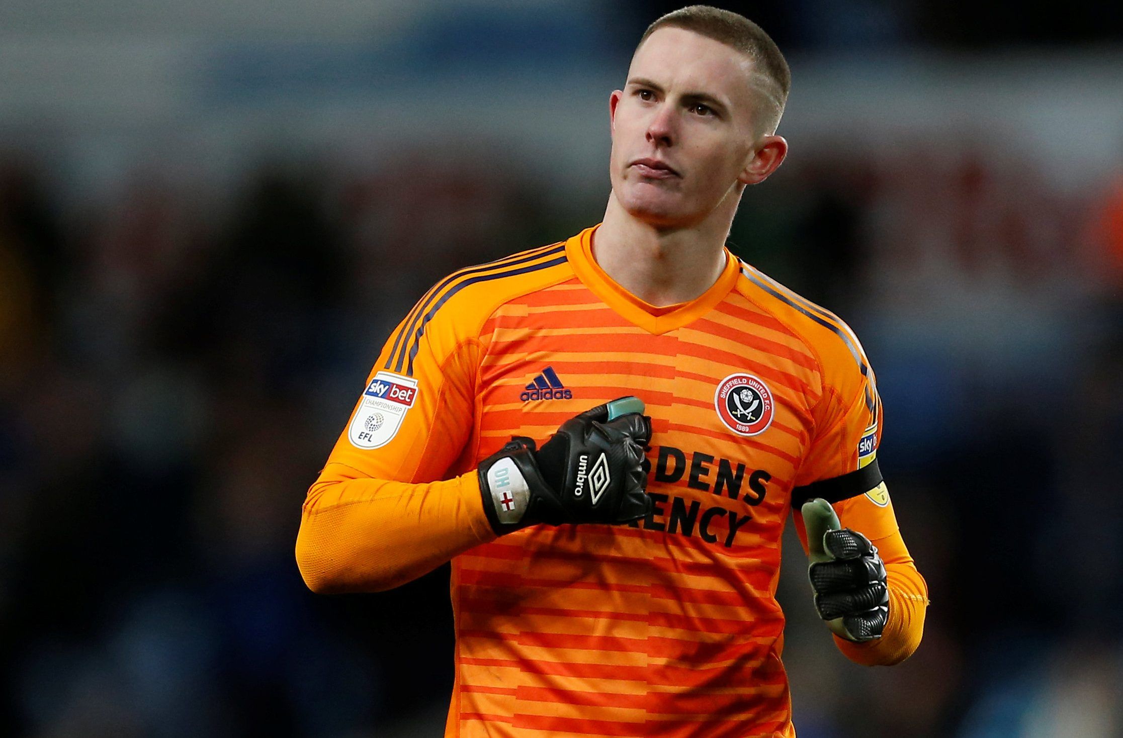 Soccer Football - Championship - Aston Villa v Sheffield United - Villa Park, Birmingham, Britain - February 8, 2019   Sheffield United's Dean Henderson looks dejected after the match   Action Images/Craig Brough    EDITORIAL USE ONLY. No use with unauthorized audio, video, data, fixture lists, club/league logos or 