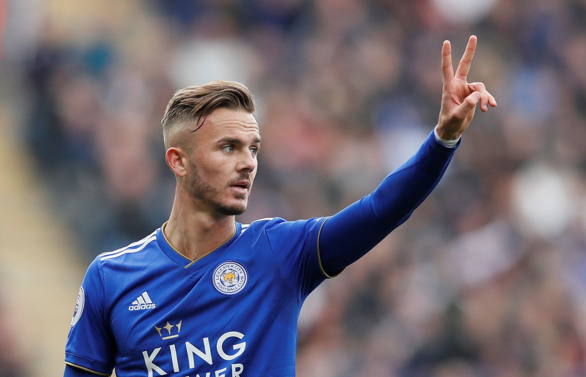 Soccer Football - Premier League - Leicester City v Arsenal - King Power Stadium, Leicester, Britain - April 28, 2019  Leicester City's James Maddison gestures                      REUTERS/David Klein  EDITORIAL USE ONLY. No use with unauthorized audio, video, data, fixture lists, club/league logos or 