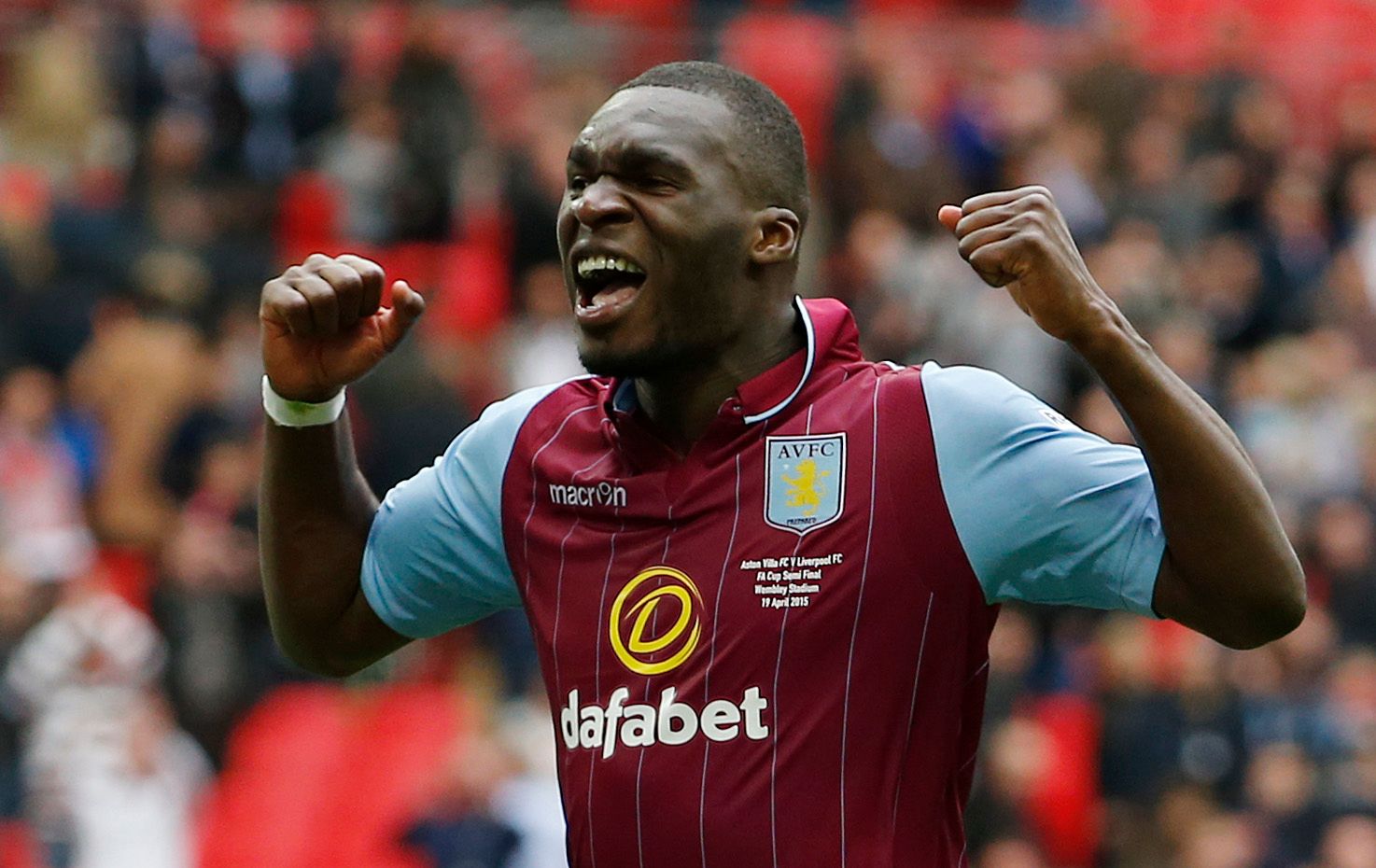 Football - Aston Villa v Liverpool - FA Cup Semi Final - Wembley Stadium - 19/4/15 
Aston Villa's Christian Benteke celebrates at the end of the match 
Action Images via Reuters / John Sibley 
Livepic 
EDITORIAL USE ONLY. No use with unauthorized audio, video, data, fixture lists, club/league logos or 