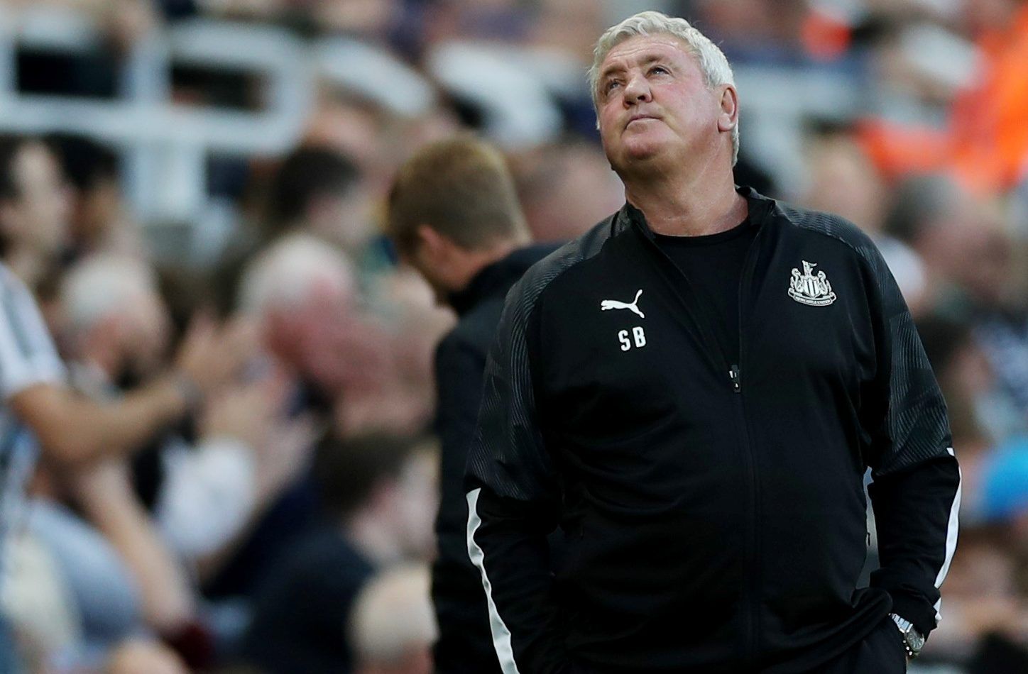 Soccer Football - Premier League - Newcastle United v Brighton &amp; Hove Albion - St James' Park, Newcastle, Britain - September 21, 2019  Newcastle United manager Steve Bruce reacts  Action Images via Reuters/Lee Smith  EDITORIAL USE ONLY. No use with unauthorized audio, video, data, fixture lists, club/league logos or 