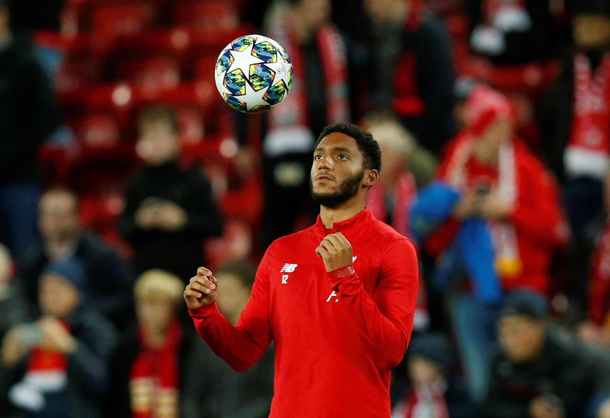 Soccer Football - Champions League - Group E - Liverpool v FC Salzburg - Anfield, Liverpool, Britain - October 2, 2019  Liverpool's Joe Gomez during the warm up before the match    REUTERS/Andrew Yates