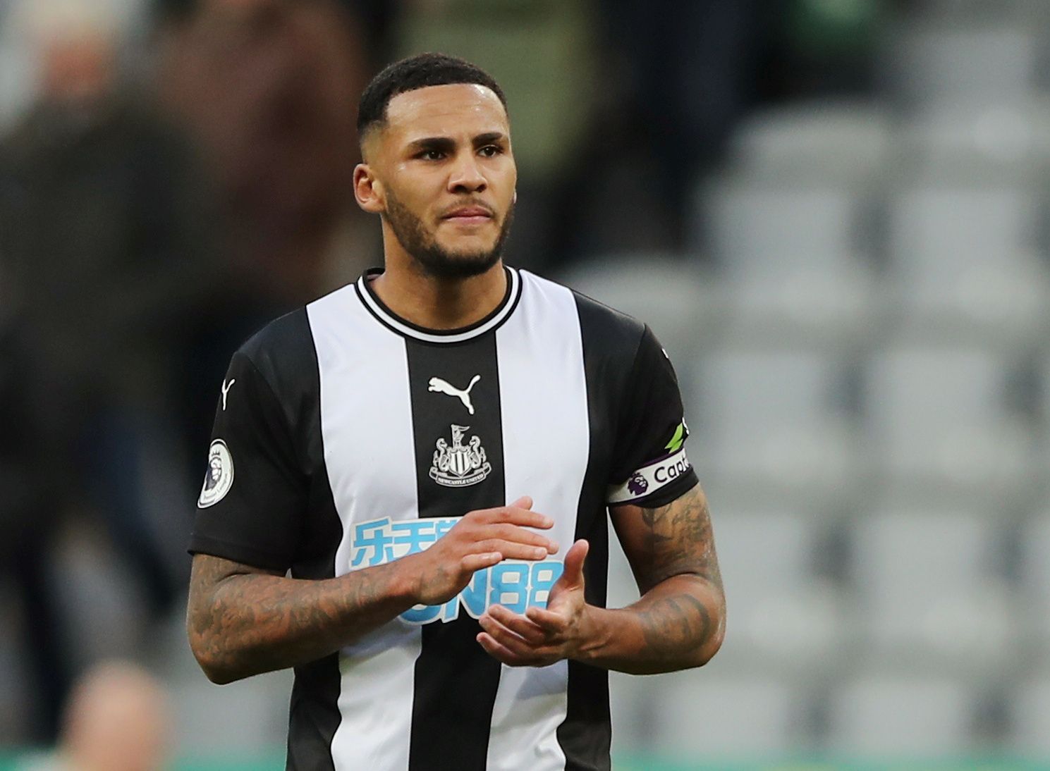 Soccer Football - Premier League - Newcastle United v Wolverhampton Wanderers - St James' Park, Newcastle, Britain - October 27, 2019 Newcastle United's Jamaal Lascelles after the match  Action Images via Reuters/Molly Darlington  EDITORIAL USE ONLY. No use with unauthorized audio, video, data, fixture lists, club/league logos or "live" services. Online in-match use limited to 75 images, no video emulation. No use in betting, games or single club/league/player publications.  Please contact your 