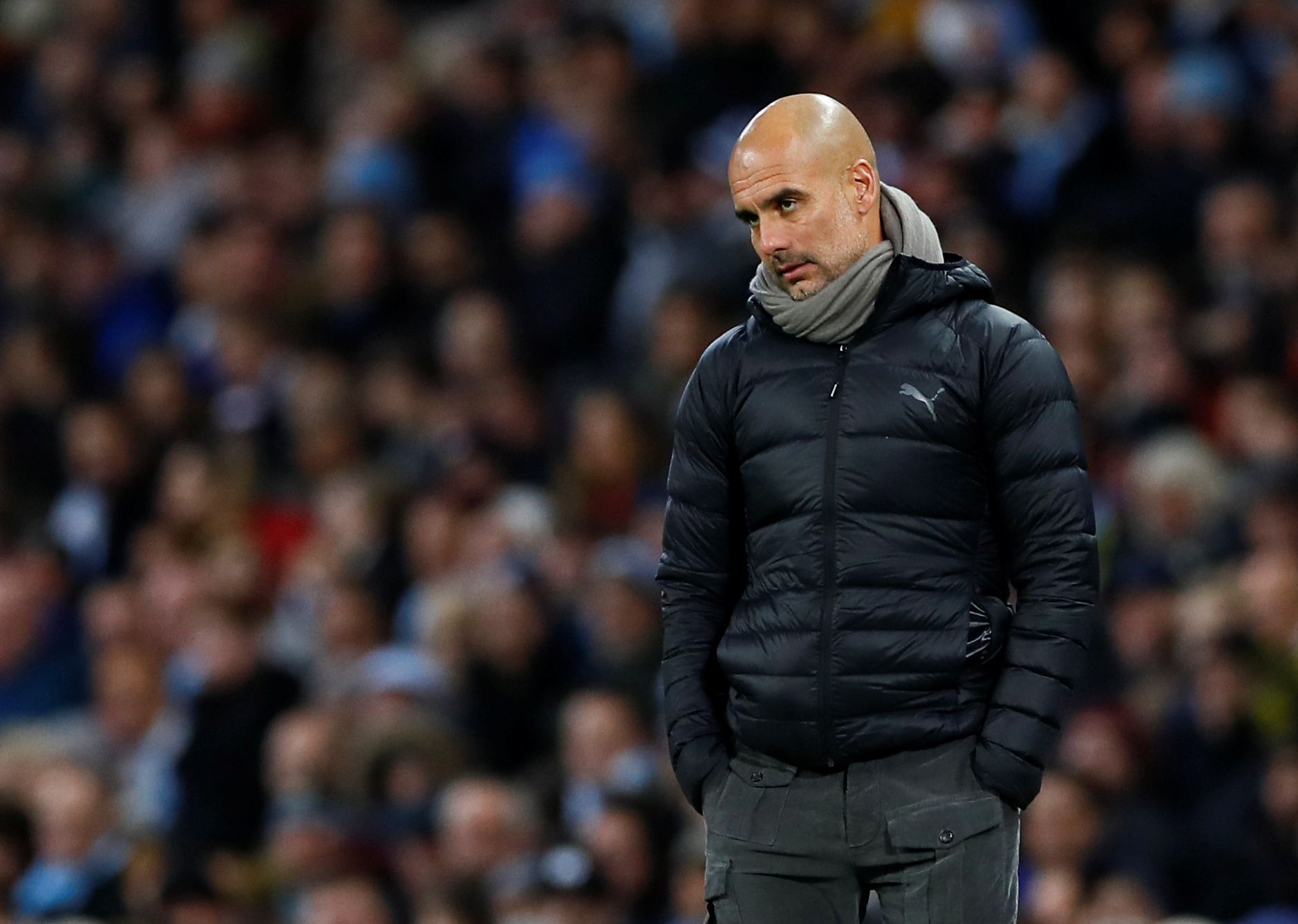 Soccer Football - Carabao Cup - Fourth Round - Manchester City v Southampton - Etihad Stadium, Manchester, Britain - October 29, 2019  Manchester City manager Pep Guardiola     Action Images via Reuters/Jason Cairnduff  EDITORIAL USE ONLY. No use with unauthorized audio, video, data, fixture lists, club/league logos or 