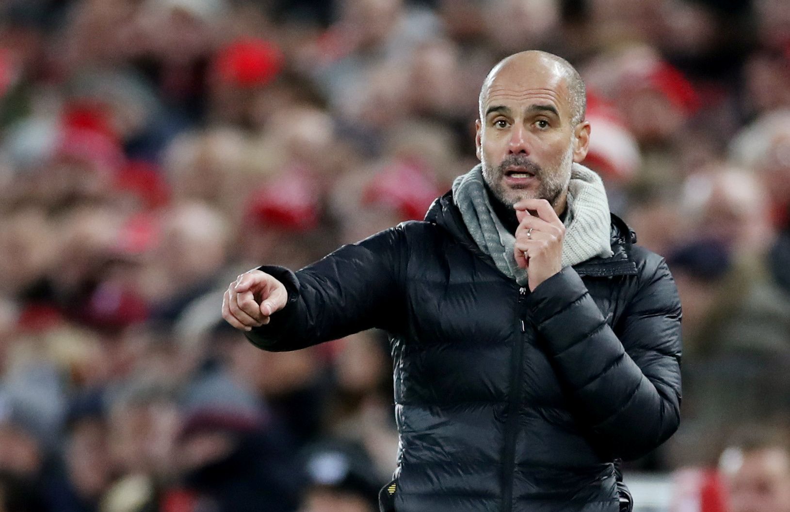 Soccer Football - Premier League - Liverpool v Manchester City - Anfield, Liverpool, Britain - November 10, 2019  Manchester City manager Pep Guardiola   Action Images via Reuters/Carl Recine  EDITORIAL USE ONLY. No use with unauthorized audio, video, data, fixture lists, club/league logos or 