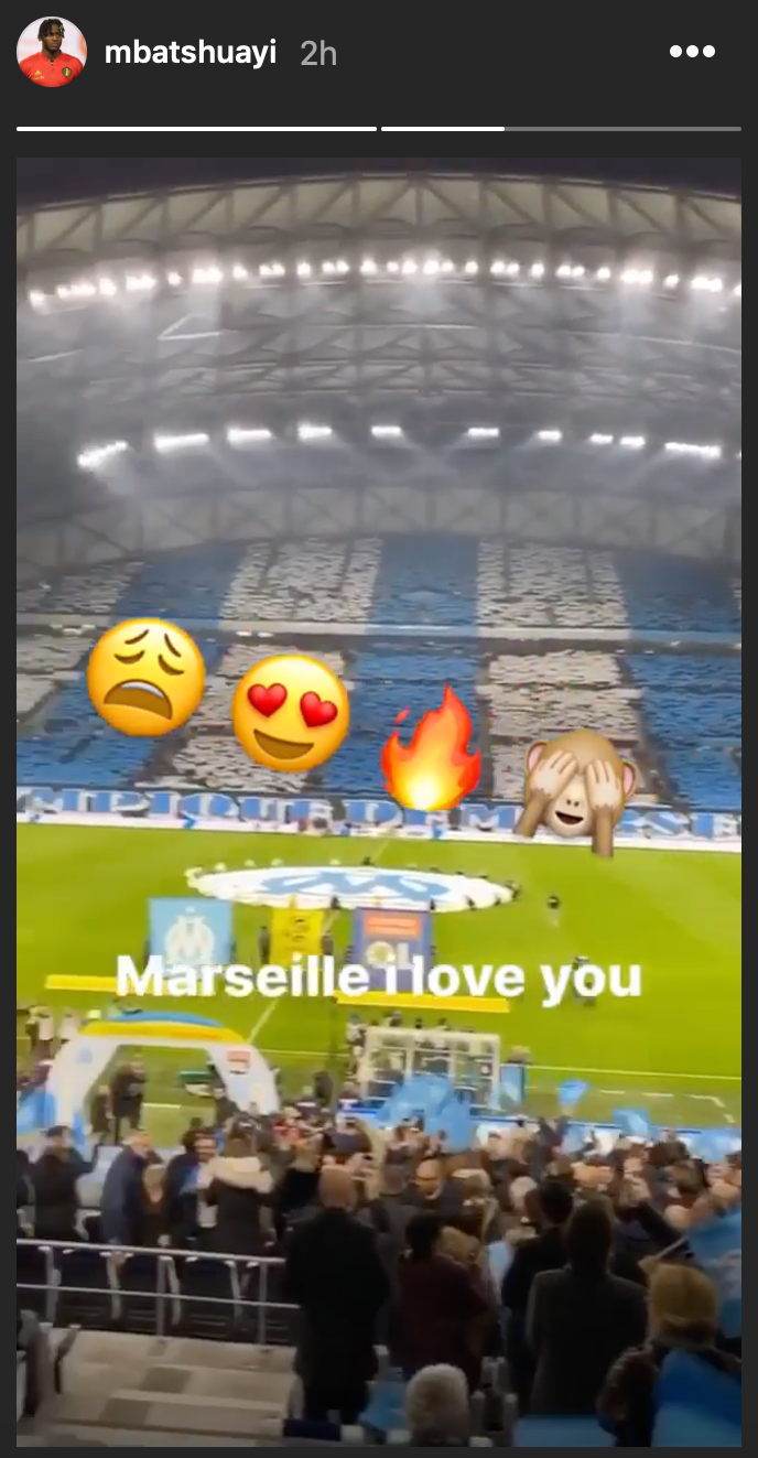 Chelsea's Michy Batshuayi, Instagram post from Marseille vs Lyon