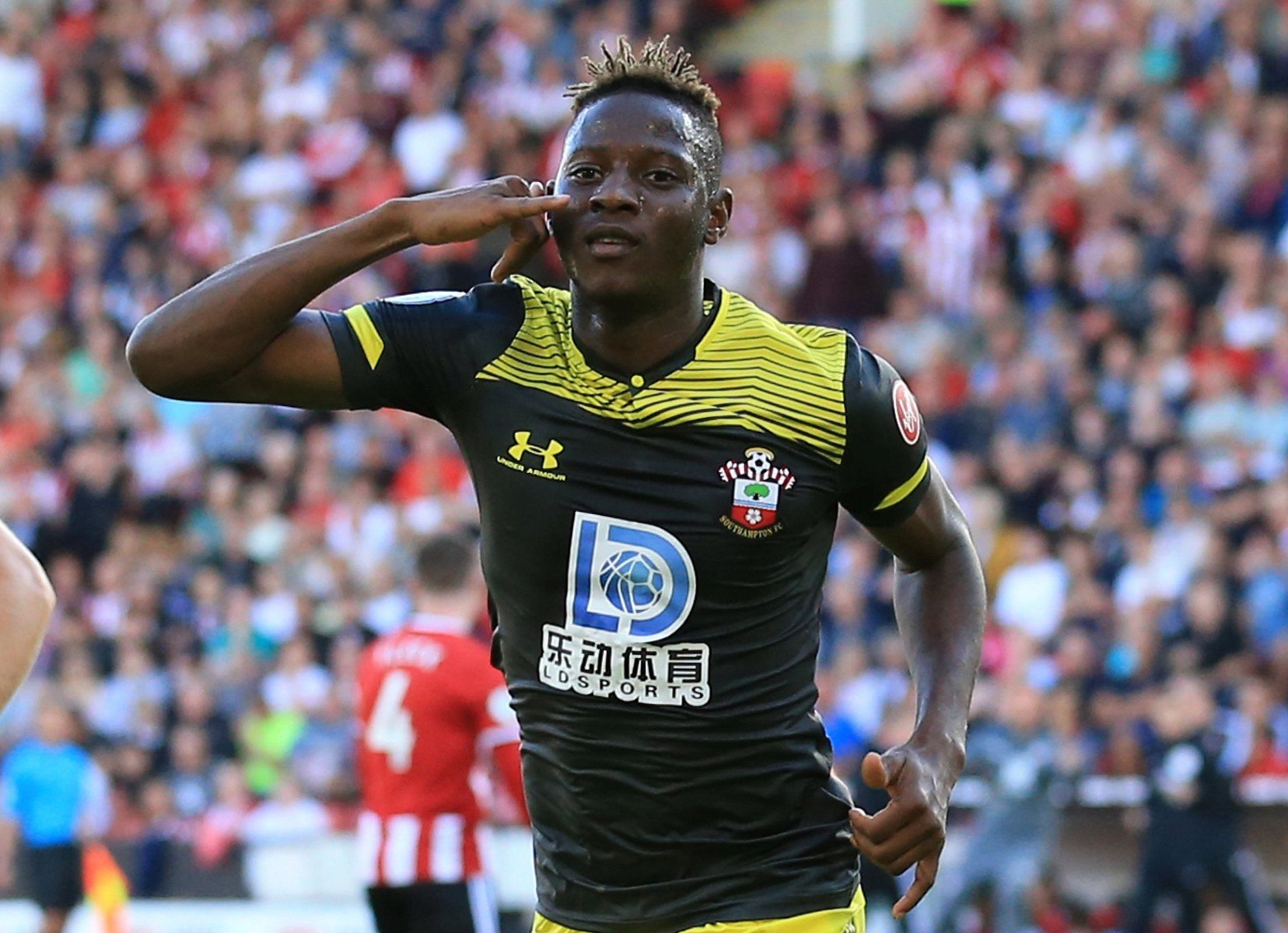 Southampton's Moussa Djenepo celebrates scoring their first goal