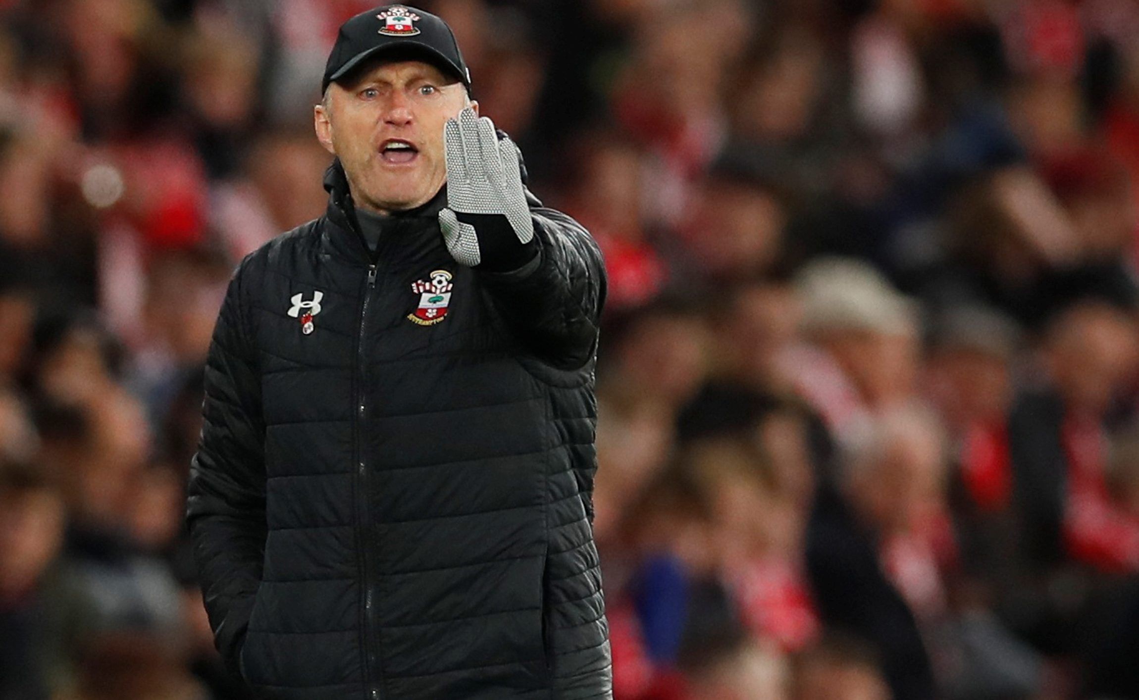 Soccer Football - Premier League - Southampton v Everton - St Mary's Stadium, Southampton, Britain - November 9, 2019  Southampton manager Ralph Hasenhuttl reacts            REUTERS/David Klein  EDITORIAL USE ONLY. No use with unauthorized audio, video, data, fixture lists, club/league logos or 