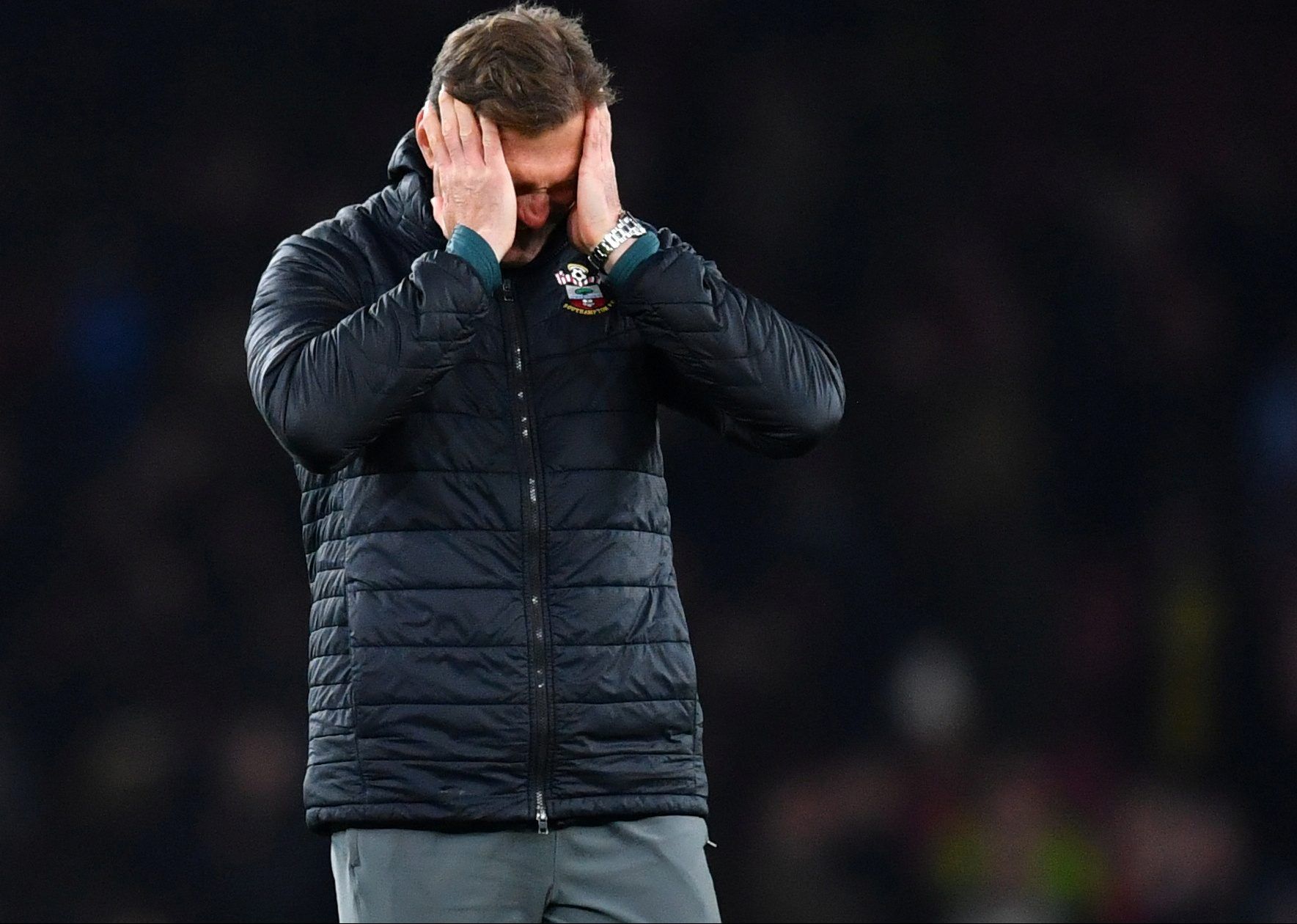Soccer Football - Premier League - Arsenal v Southampton - Emirates Stadium, London, Britain - November 23, 2019  Southampton manager Ralph Hasenhuttl reacts after the match                       REUTERS/Dylan Martinez  EDITORIAL USE ONLY. No use with unauthorized audio, video, data, fixture lists, club/league logos or 