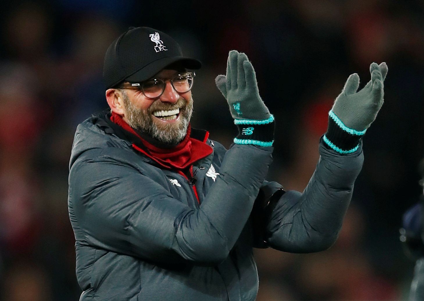 Soccer Football - Premier League - Liverpool v Brighton &amp; Hove Albion - Anfield, Liverpool, Britain - November 30, 2019 Liverpool manager Juergen Klopp celebrates after the match REUTERS/Eddie Keogh  EDITORIAL USE ONLY. No use with unauthorized audio, video, data, fixture lists, club/league logos or 