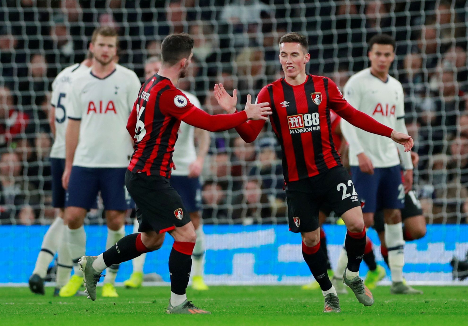 Soccer Football - Premier League - Tottenham Hotspur v AFC Bournemouth - Tottenham Hotspur Stadium, London, Britain - November 30, 2019 Bournemouth's Harry Wilson celebrates scoring their first goal  Action Images via Reuters/Andrew Couldridge  EDITORIAL USE ONLY. No use with unauthorized audio, video, data, fixture lists, club/league logos or 