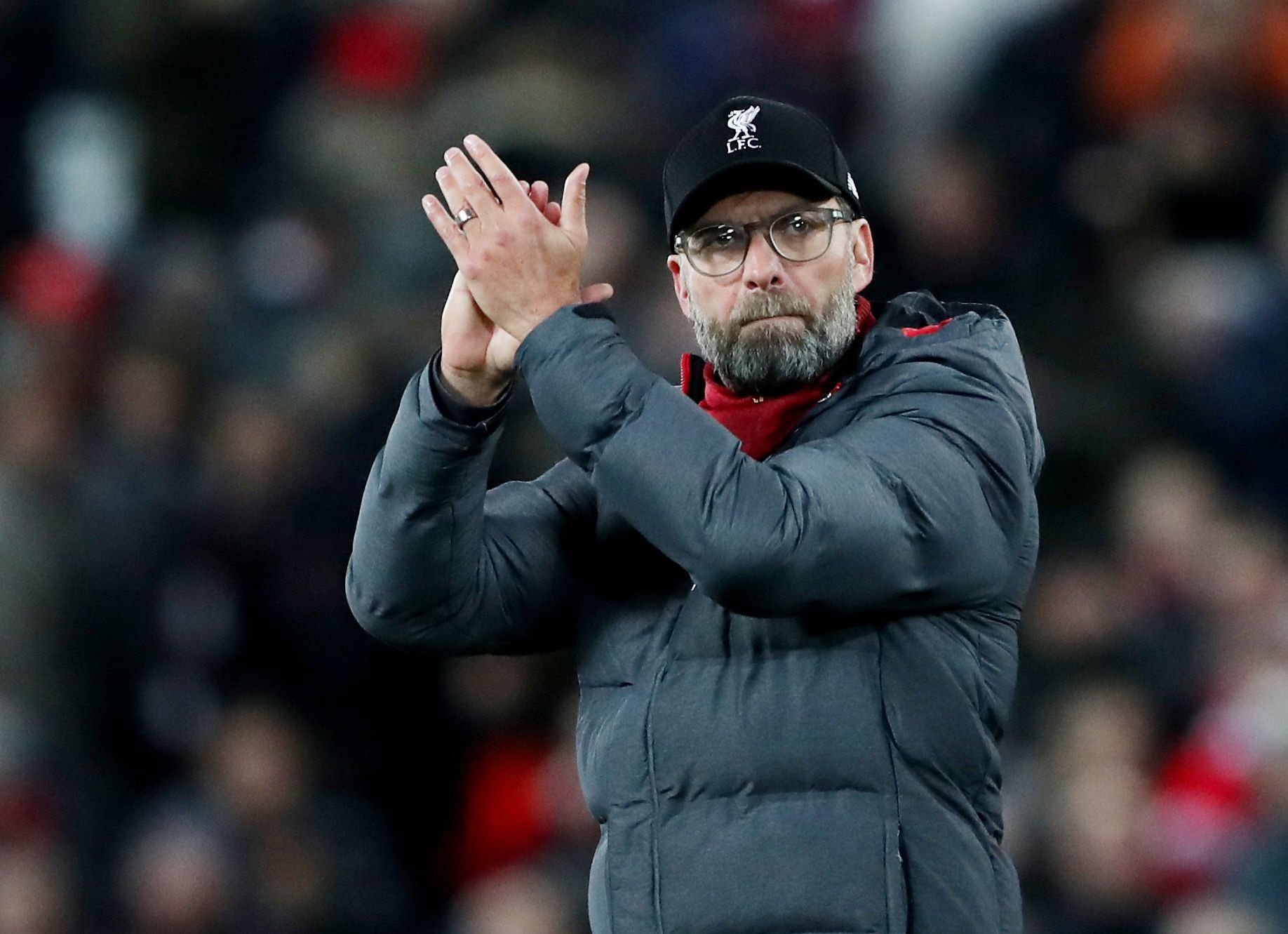 Soccer Football - Premier League - Liverpool v Everton - Anfield, Liverpool, Britain - December 4, 2019  Liverpool manager Juergen Klopp celebrates after the match  REUTERS/Scott Heppell  EDITORIAL USE ONLY. No use with unauthorized audio, video, data, fixture lists, club/league logos or 
