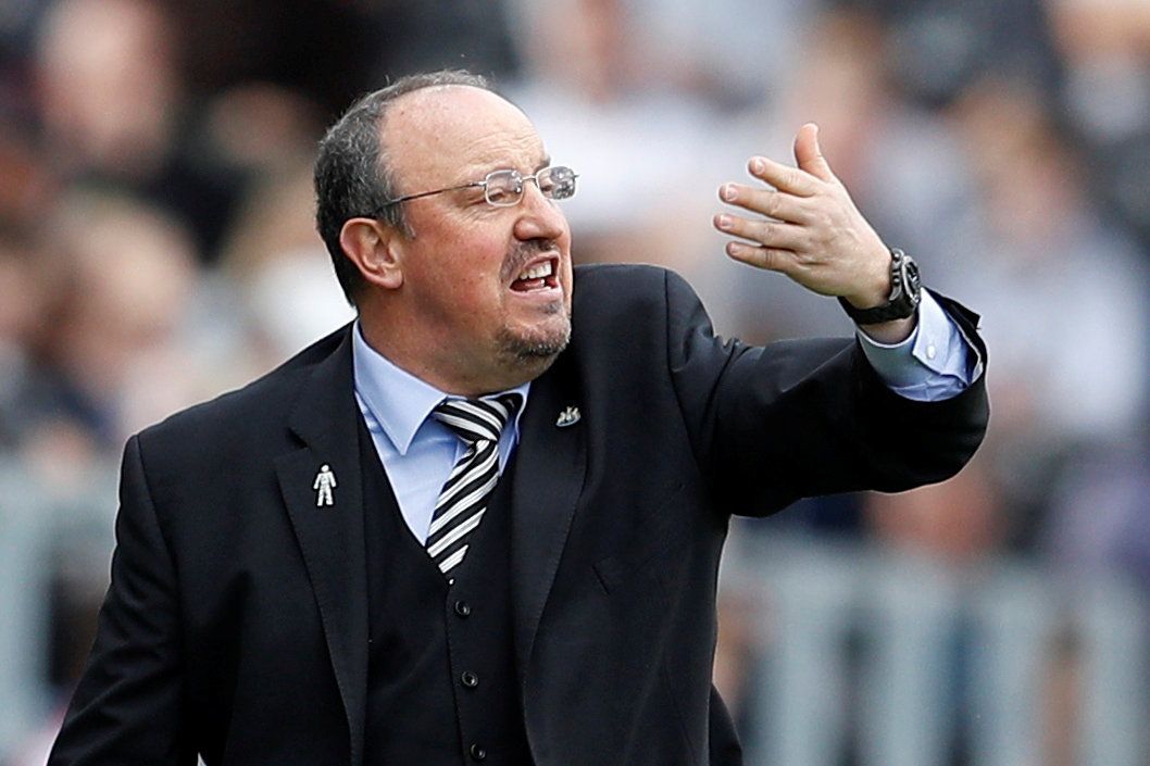 Soccer Football - Premier League - Fulham v Newcastle United - Craven Cottage, London, Britain - May 12, 2019  Newcastle United manager Rafael Benitez gestures   REUTERS/Peter Nicholls  EDITORIAL USE ONLY. No use with unauthorized audio, video, data, fixture lists, club/league logos or 