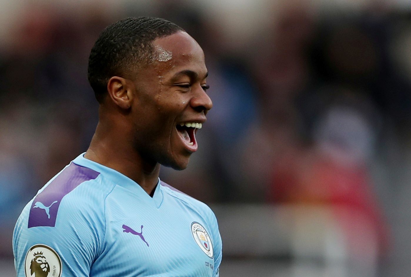 Soccer Football - Premier League - Newcastle United v Manchester City - St James' Park, Newcastle, Britain - November 30, 2019  Manchester City's Raheem Sterling celebrates scoring their first goal  Action Images via Reuters/Lee Smith  EDITORIAL USE ONLY. No use with unauthorized audio, video, data, fixture lists, club/league logos or 