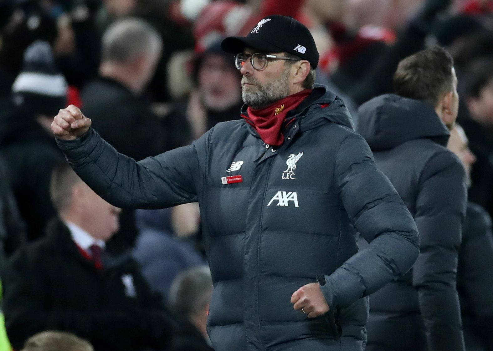Soccer Football - Premier League - Liverpool v Wolverhampton Wanderers - Anfield, Liverpool, Britain - December 29, 2019   Liverpool manager Juergen Klopp celebrates their first goal   Action Images via Reuters/Carl Recine    EDITORIAL USE ONLY. No use with unauthorized audio, video, data, fixture lists, club/league logos or 