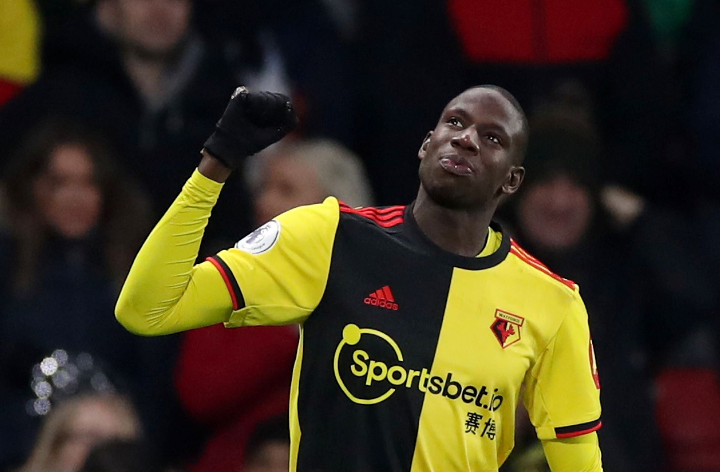 Soccer Football - Premier League - Watford v Wolverhampton Wanderers - Vicarage Road, Watford, Britain - January 1, 2020  Watford's Abdoulaye Doucoure celebrates scoring their second goal   REUTERS/David Klein  EDITORIAL USE ONLY. No use with unauthorized audio, video, data, fixture lists, club/league logos or "live" services. Online in-match use limited to 75 images, no video emulation. No use in betting, games or single club/league/player publications.  Please contact your account representati