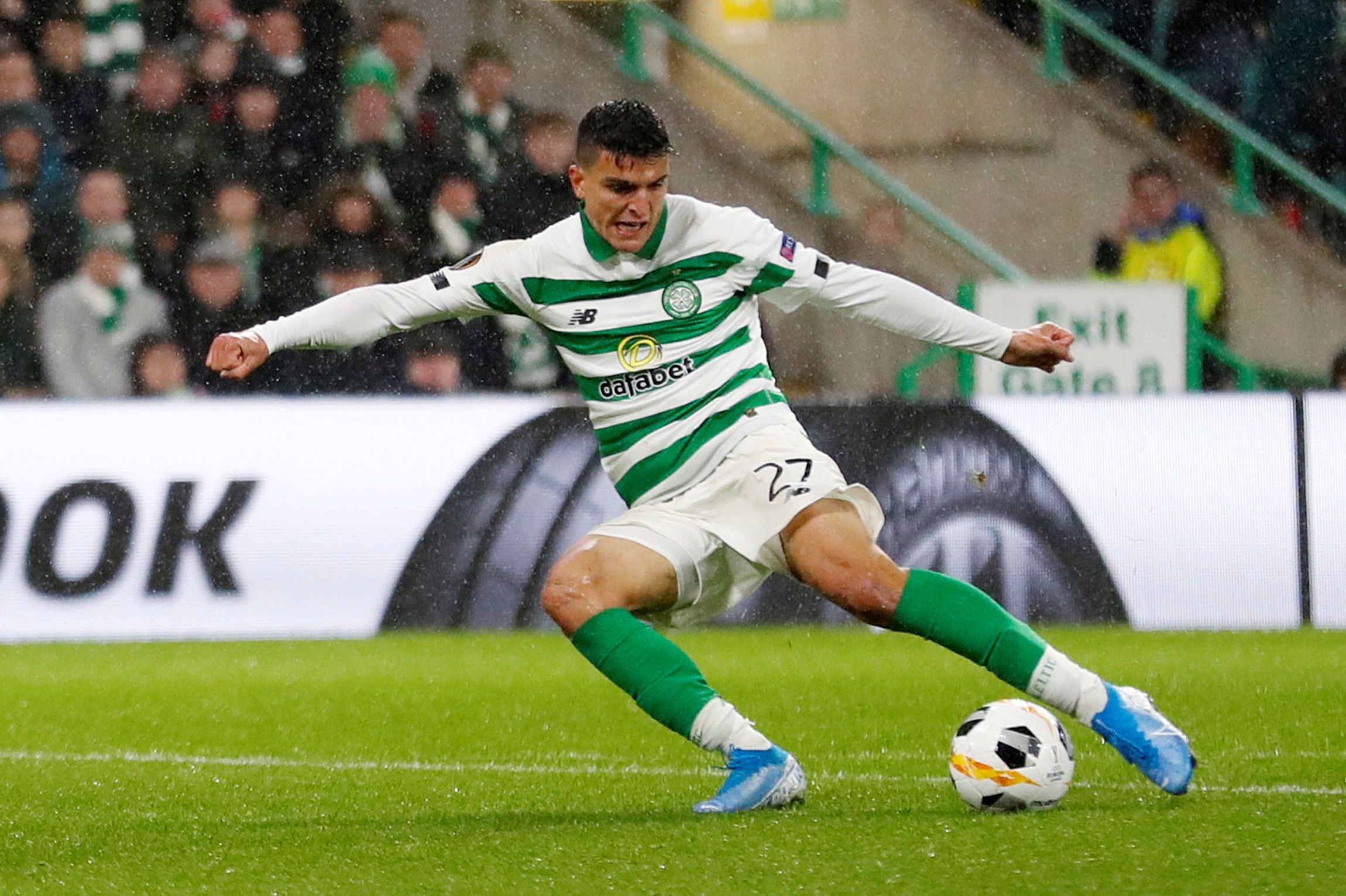 Soccer Football - Europa League - Group E - Celtic v CFR Cluj - Celtic Park, Glasgow, Britain - October 3, 2019  Celtic's Mohamed Elyounoussi scores their second goal   REUTERS/Russell Cheyne