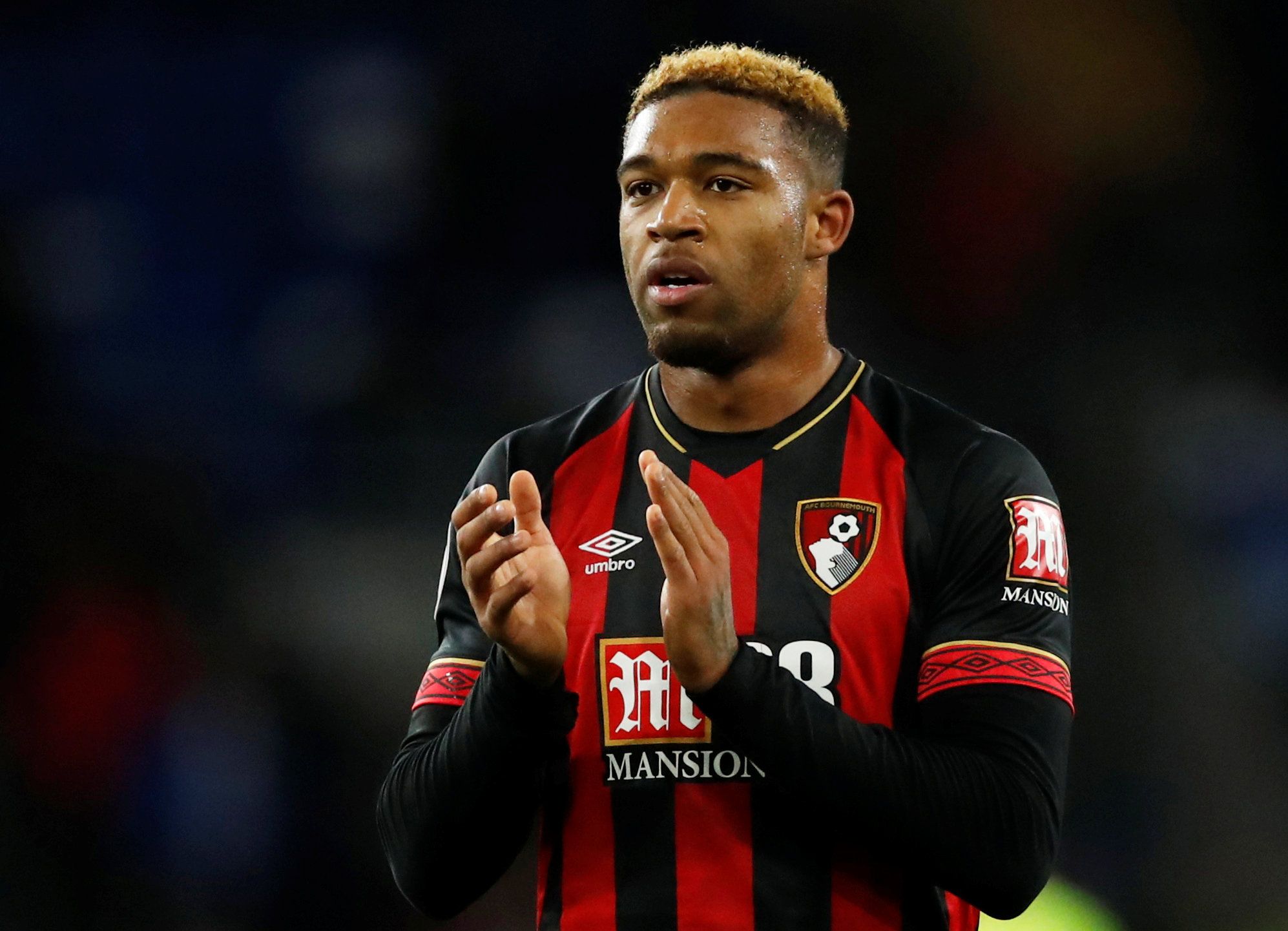 Soccer Football - Premier League - Cardiff City v AFC Bournemouth - Cardiff City Stadium, Cardiff, Britain - February 2, 2019  Bournemouth's Jordon Ibe applauds the fans at the end of the match   Action Images via Reuters/Andrew Boyers  EDITORIAL USE ONLY. No use with unauthorized audio, video, data, fixture lists, club/league logos or "live" services. Online in-match use limited to 75 images, no video emulation. No use in betting, games or single club/league/player publications.  Please contact