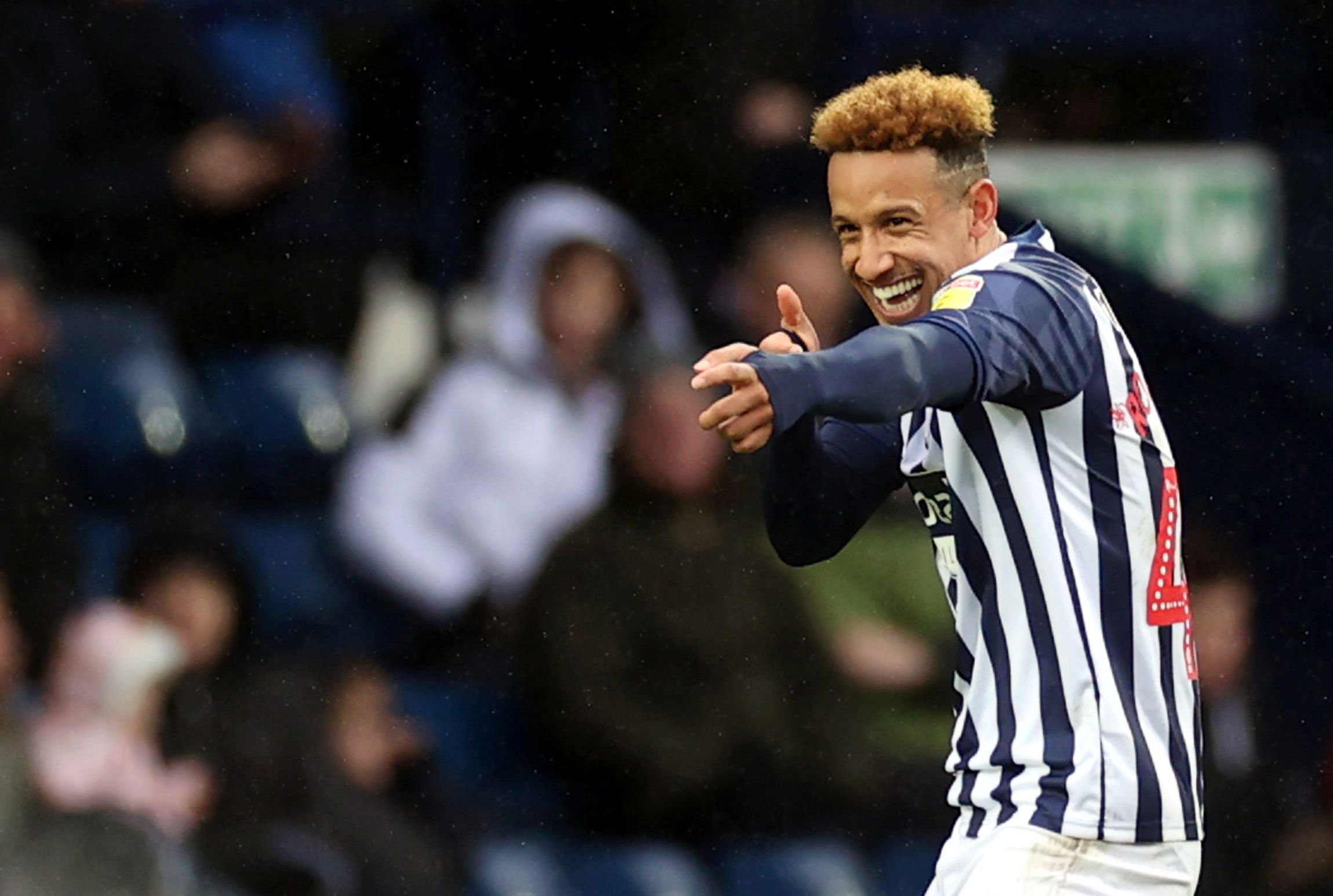 Soccer Football - Championship - West Bromwich Albion v Nottingham Forest - The Hawthorns, West Bromwich, Britain - February 15, 2020   West Bromwich Albion's Callum Robinson celebrates scoring their first goal    Action Images/Carl Recine    EDITORIAL USE ONLY. No use with unauthorized audio, video, data, fixture lists, club/league logos or 