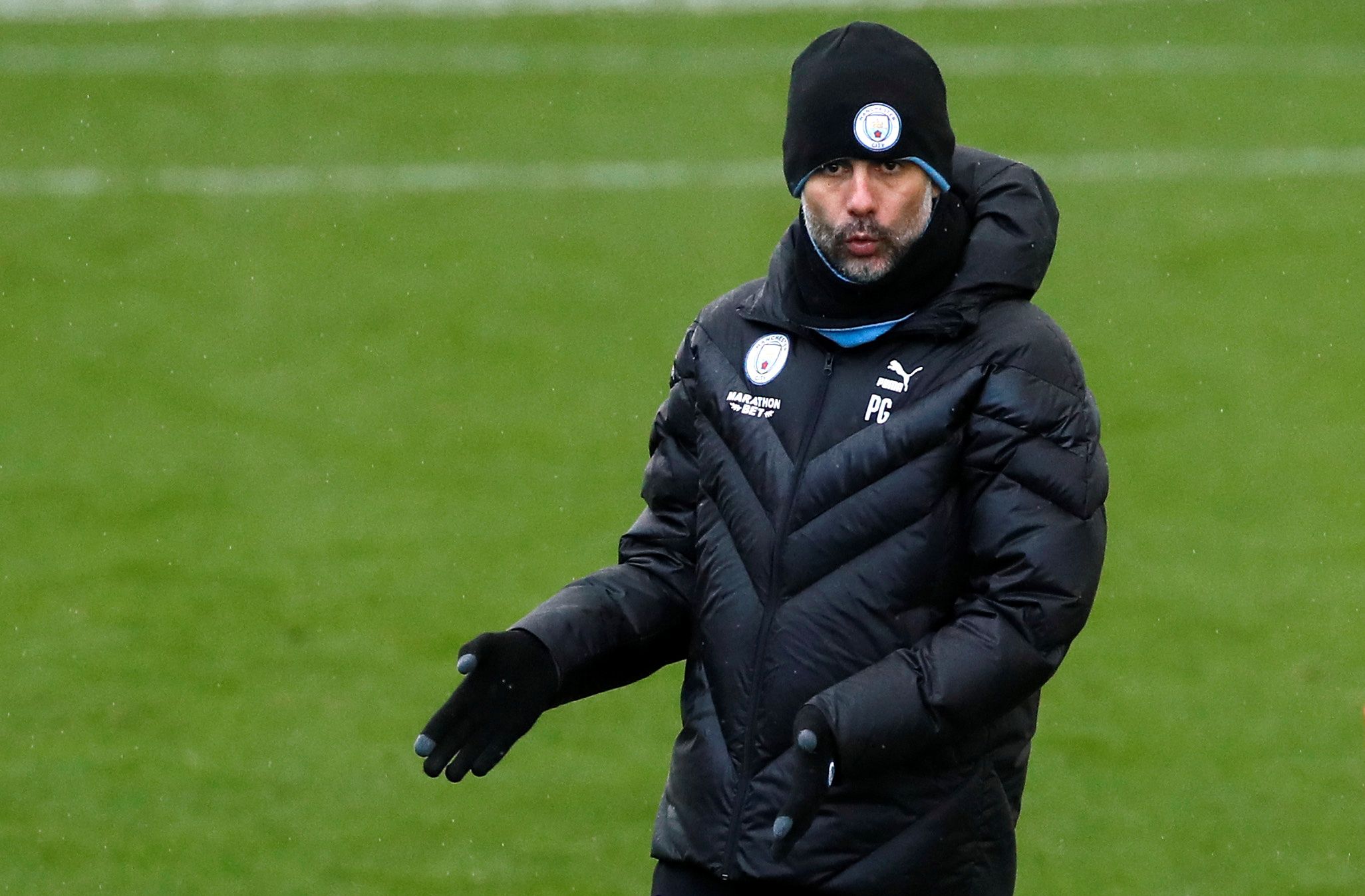 Soccer Football - Champions League - Manchester City Training - Etihad Campus, Manchester, Britain - February 25, 2020   Manchester City manager Pep Guardiola during training   Action Images via Reuters/Jason Cairnduff