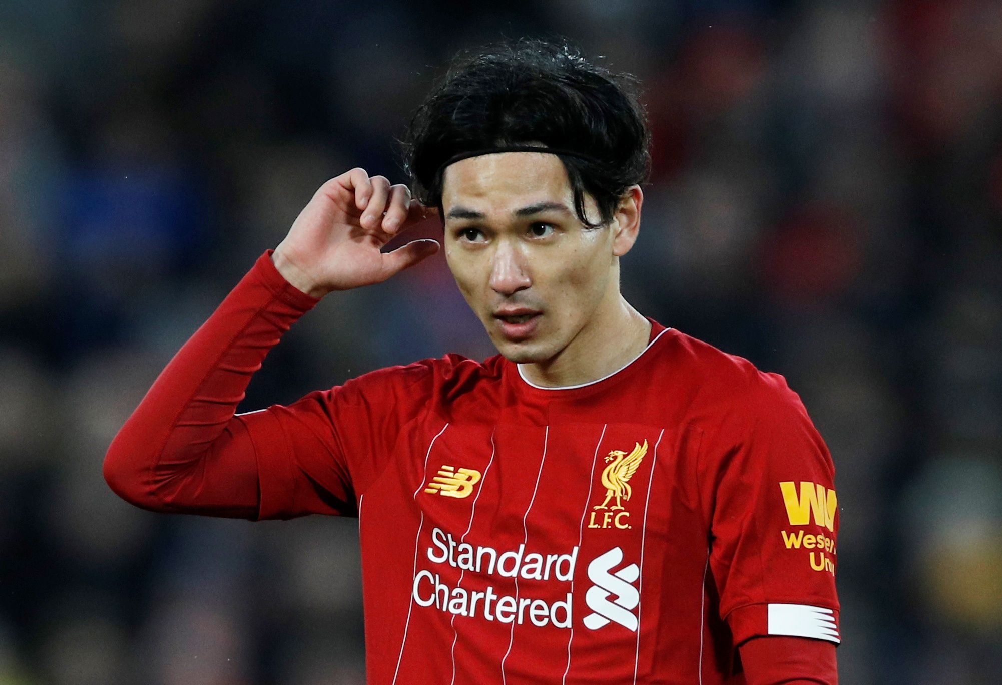 Soccer Football - Premier League - Liverpool v Southampton - Anfield, Liverpool, Britain - February 1, 2020  Liverpool's Takumi Minamino   REUTERS/Phil Noble  EDITORIAL USE ONLY. No use with unauthorized audio, video, data, fixture lists, club/league logos or 