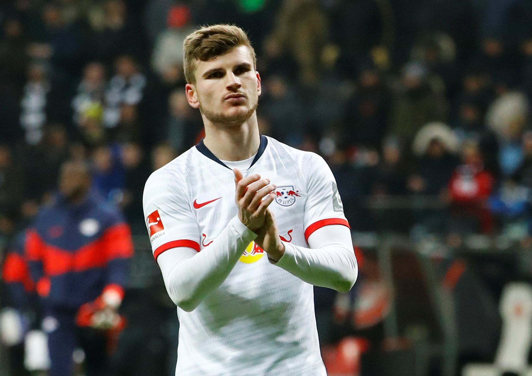 Soccer Football - Bundesliga - Eintracht Frankfurt v RB Leipzig - Commerzbank-Arena, Frankfurt, Germany - January 25, 2020  RB Leipzig's Timo Werner applauds fans after the match           REUTERS/Ralph Orlowski  DFL regulations prohibit any use of photographs as image sequences and/or quasi-video