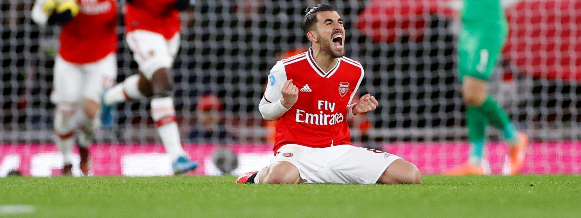 Soccer Football - Premier League - Arsenal v Newcastle United - Emirates Stadium, London, Britain - February 16, 2020   Arsenal's Dani Ceballos celebrates their first goal   Action Images via Reuters/John Sibley  EDITORIAL USE ONLY. No use with unauthorized audio, video, data, fixture lists, club/league logos or 