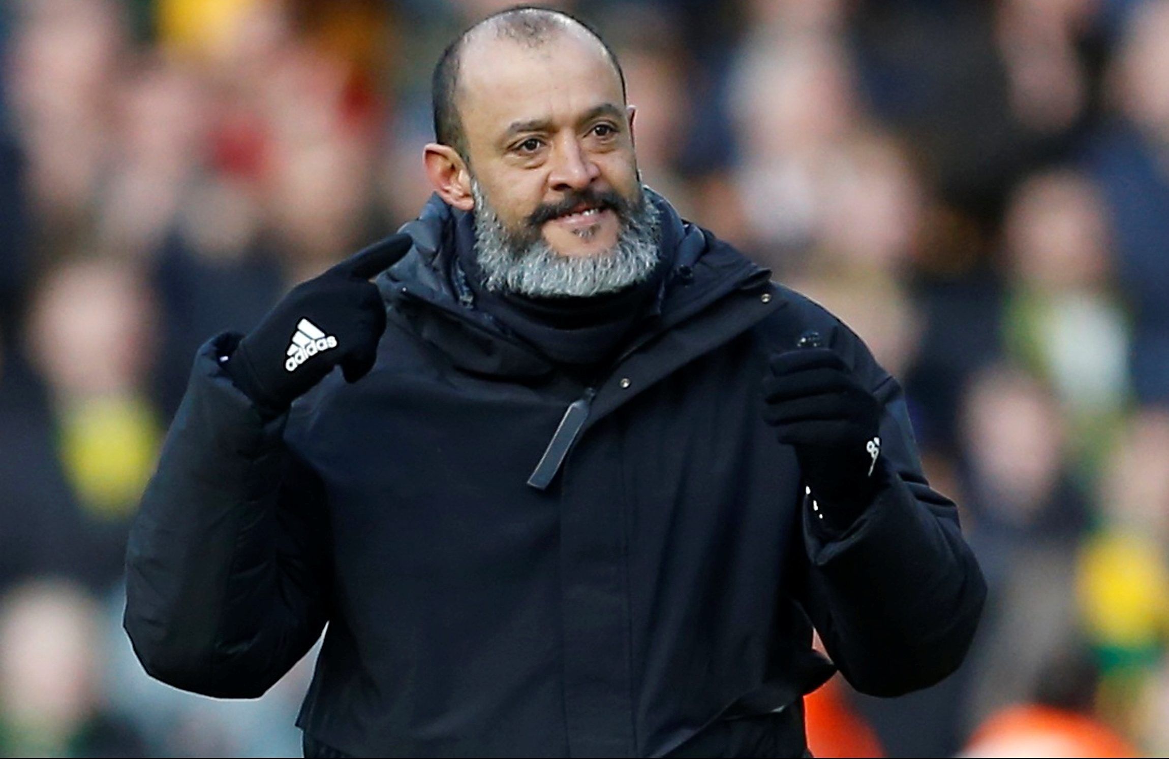 Soccer Football - Premier League - Wolverhampton Wanderers v Norwich City - Molineux Stadium, Wolverhampton, Britain - February 23, 2020  Wolverhampton Wanderers manager Nuno Espirito Santo celebrates after the match   Action Images via Reuters/Craig Brough  EDITORIAL USE ONLY. No use with unauthorized audio, video, data, fixture lists, club/league logos or 