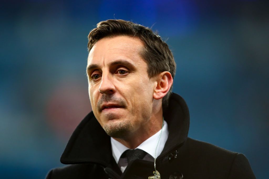MANCHESTER, ENGLAND - JANUARY 03: Gary Neville during the Premier League match between Manchester City and Liverpool FC at Etihad Stadium on January 3, 2019 in Manchester, United Kingdom. (Photo by Robbie Jay Barratt - AMA/Getty Images)