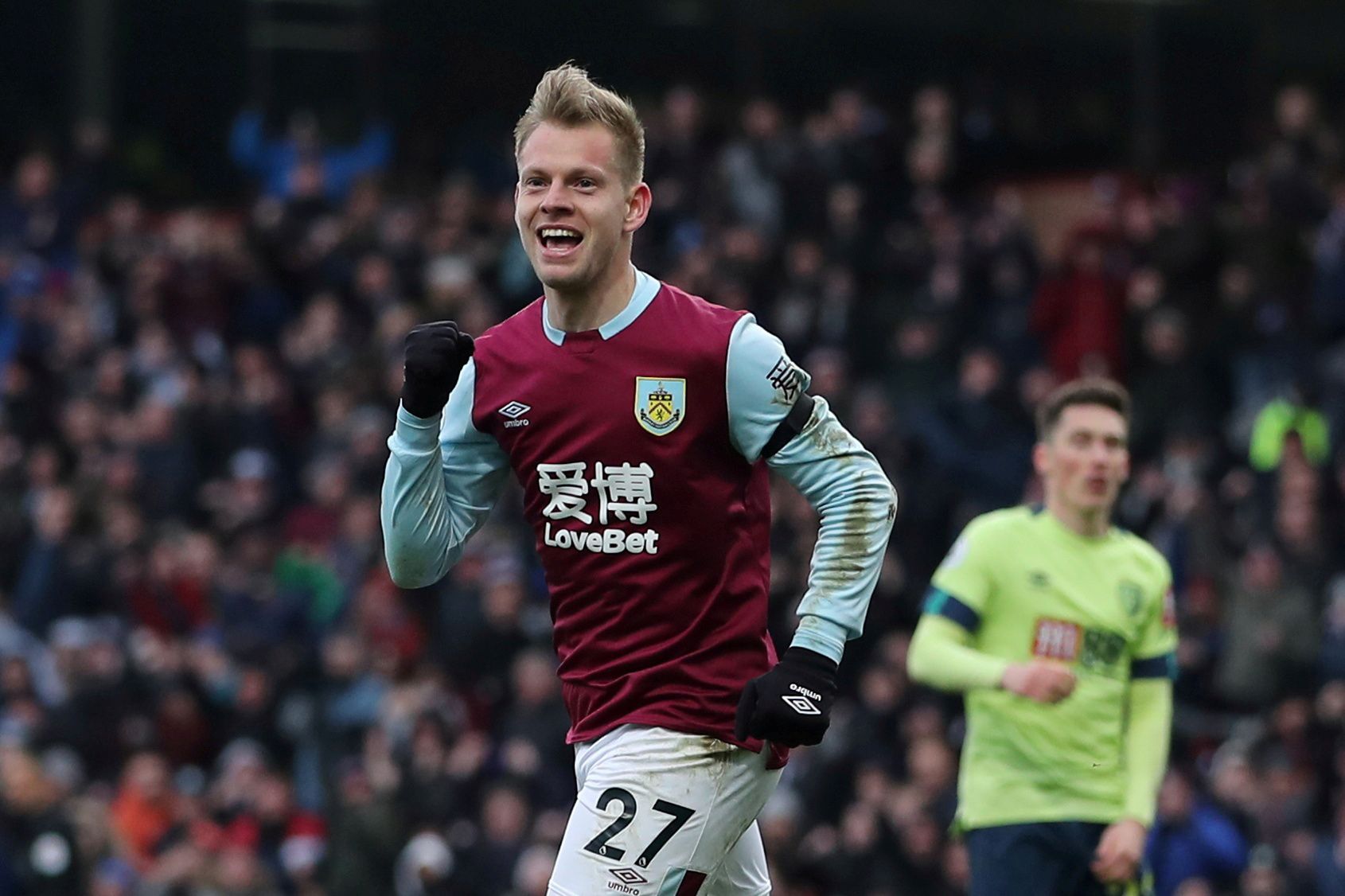 Soccer Football - Premier League - Burnley v AFC Bournemouth - Turf Moor, Burnley, Britain - February 22, 2020  Burnley's Matej Vydra celebrates scoring their first goal  Action Images via Reuters/Molly Darlington  EDITORIAL USE ONLY. No use with unauthorized audio, video, data, fixture lists, club/league logos or "live" services. Online in-match use limited to 75 images, no video emulation. No use in betting, games or single club/league/player publications.  Please contact your account represen