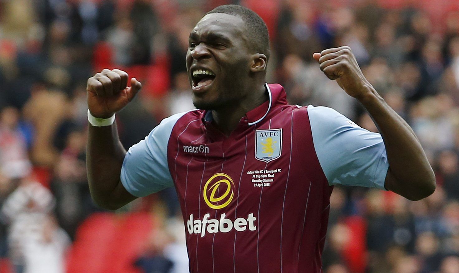 Football - Aston Villa v Liverpool - FA Cup Semi Final - Wembley Stadium - 19/4/15 
Aston Villa's Christian Benteke celebrates at the end of the match 
Action Images via Reuters / John Sibley 
Livepic 
EDITORIAL USE ONLY. No use with unauthorized audio, video, data, fixture lists, club/league logos or 
