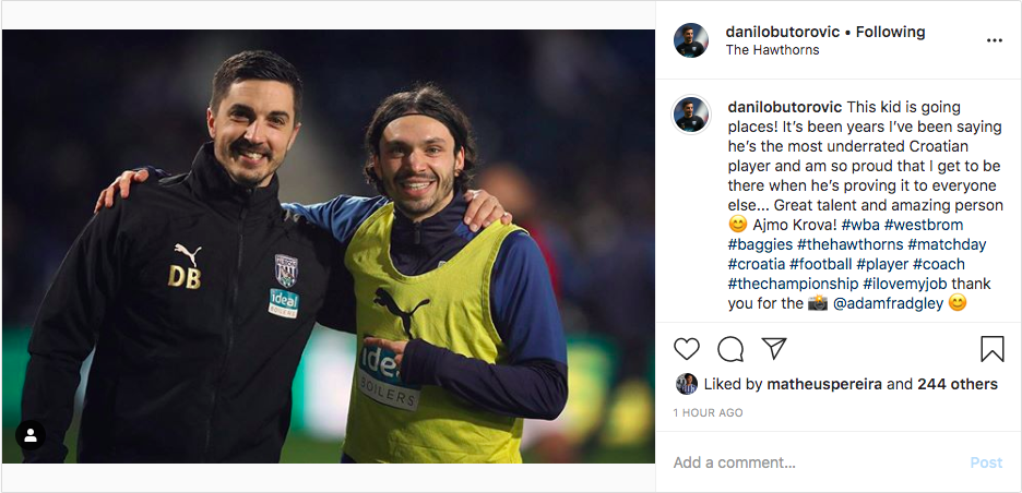 danilo butorovic dedicates instagram post to Filip Krovinovic
