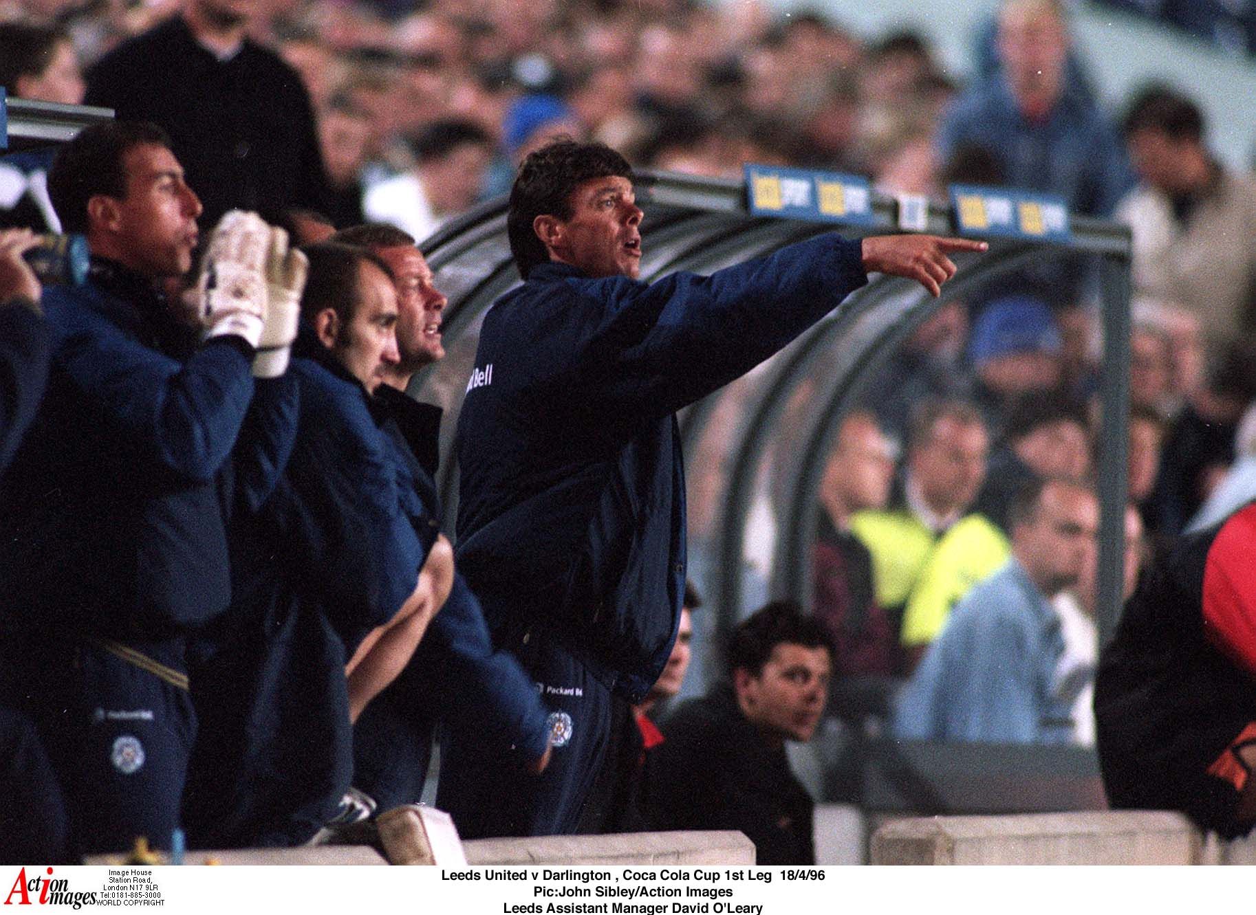 Leeds United v Darlington , Coca Cola Cup 1st Leg  18/4/96 
Pic:John Sibley/Action Images 
Leeds Assistant Manager David O'Leary