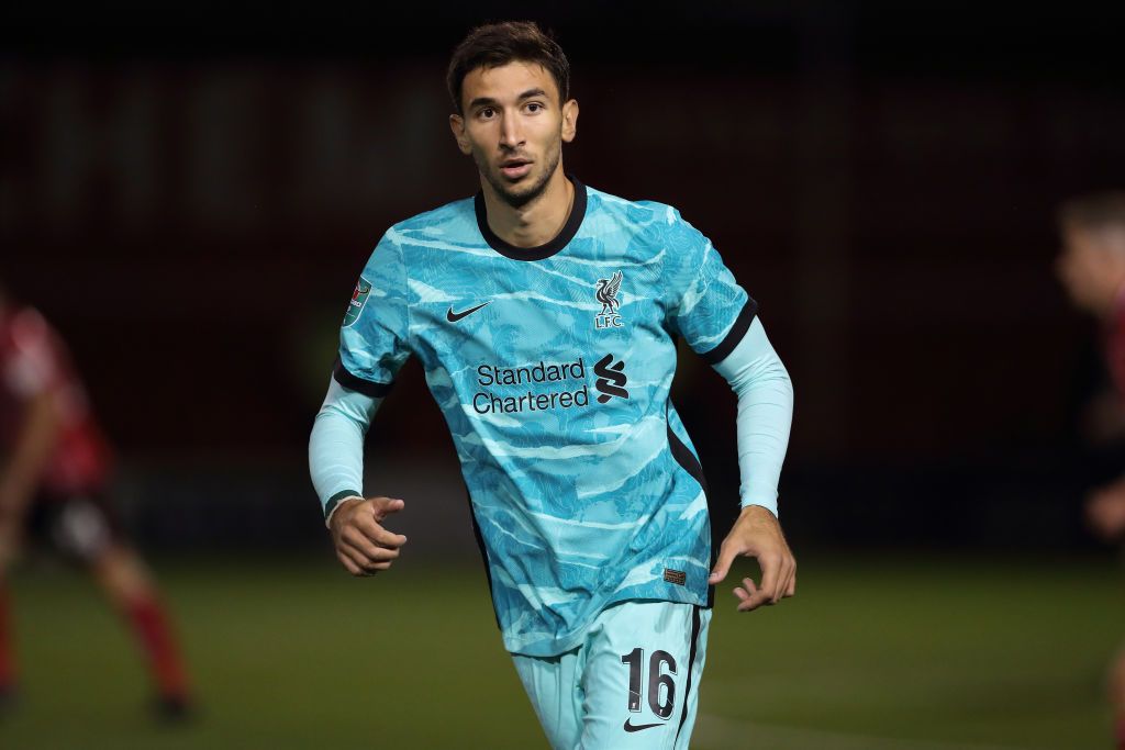 LINCOLN, ENGLAND - SEPTEMBER 24: Marko Grujic of Liverpool during the Carabao Cup Third Round match between Lincoln City and Liverpool at Sincil Bank Stadium on September 24, 2020 in Lincoln, England. (Photo by James Williamson - AMA/Getty Images)