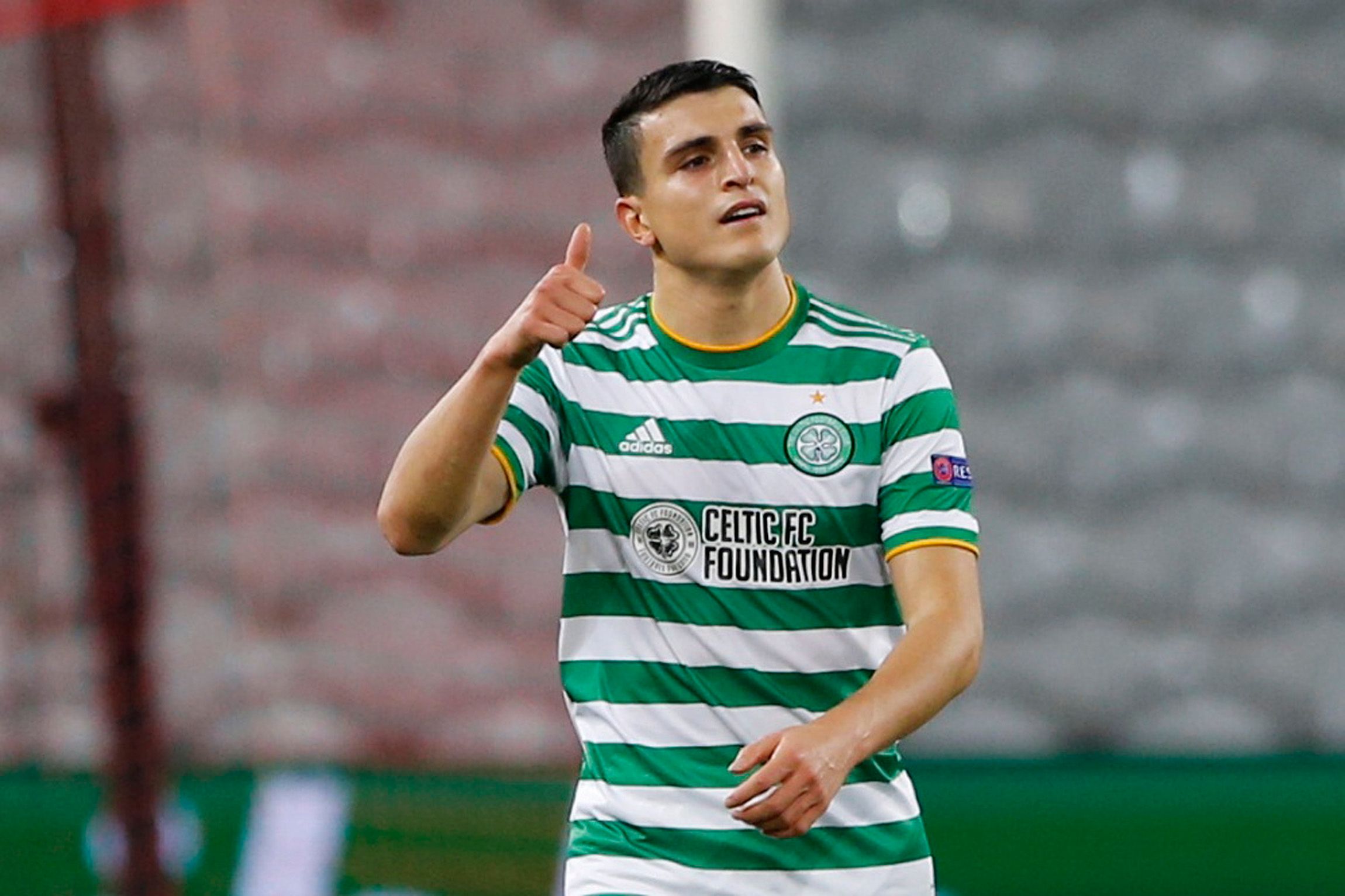 Soccer Football - Europa League - Group H - Lille v Celtic - Stade Pierre-Mauroy, Lille, France - October 29, 2020 Celtic’s Mohamed Elyounoussi celebrates scoring their second goal REUTERS/Pascal Rossignol